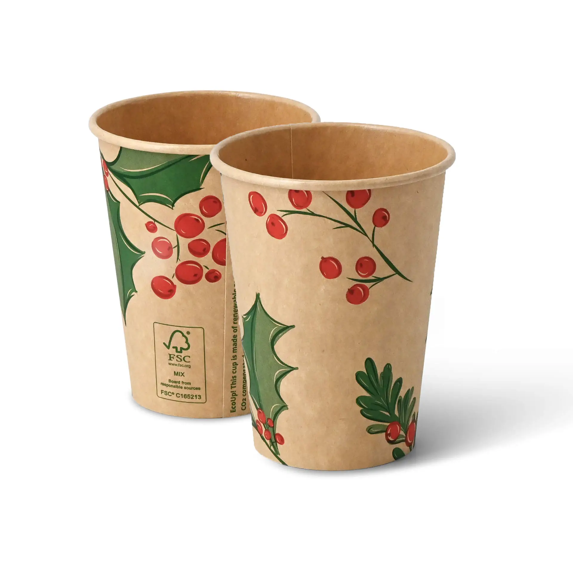 Gobelet en carton hiver non blanchi "Branches" 300 ml / 12 oz, Ø 90 mm