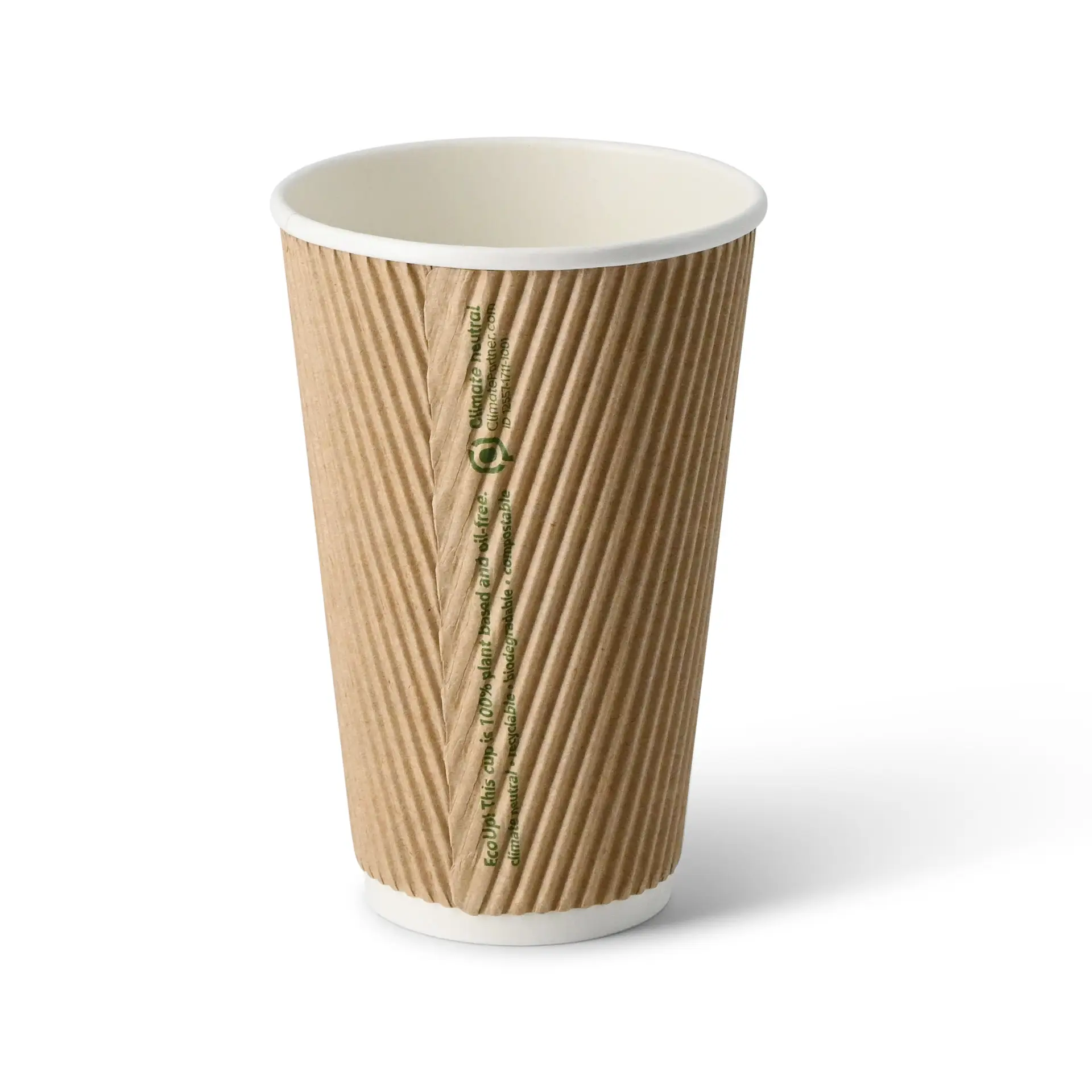Gobelet en carton ondulé 40 cl / 16 oz, Ø 90 mm, brun dhd04962-riffelbecher-coffee-to-go-becher-400-ml-16-oz-90-mm-braun-innen-weiss-2