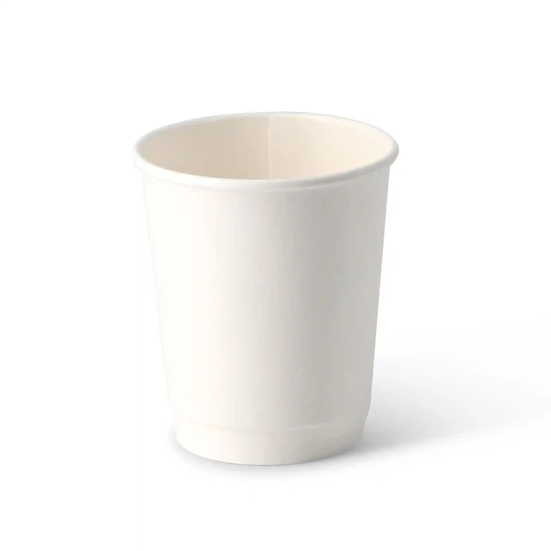 Gobelet en carton blanc à double paroi, forme ronde, capacité de 8 oz et hauteur de 94 mm.