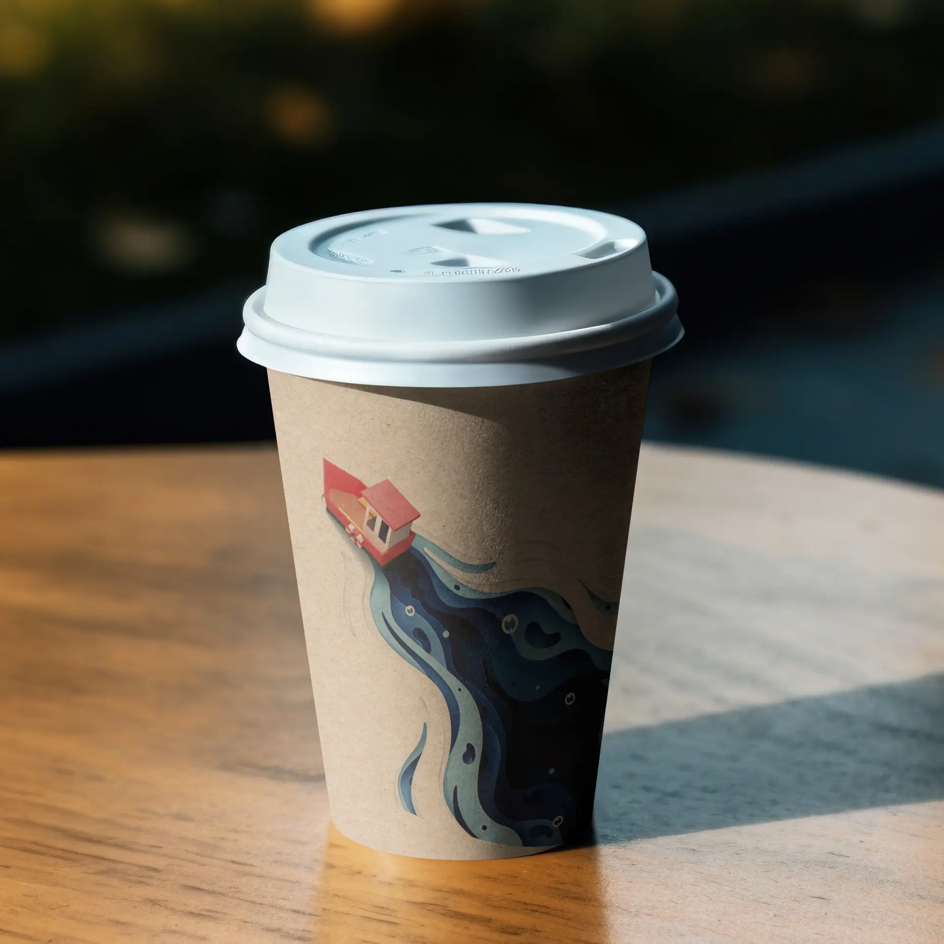 Gobelets personnalisés, paroi simple, 300 ml / 12 oz, brun, PLA