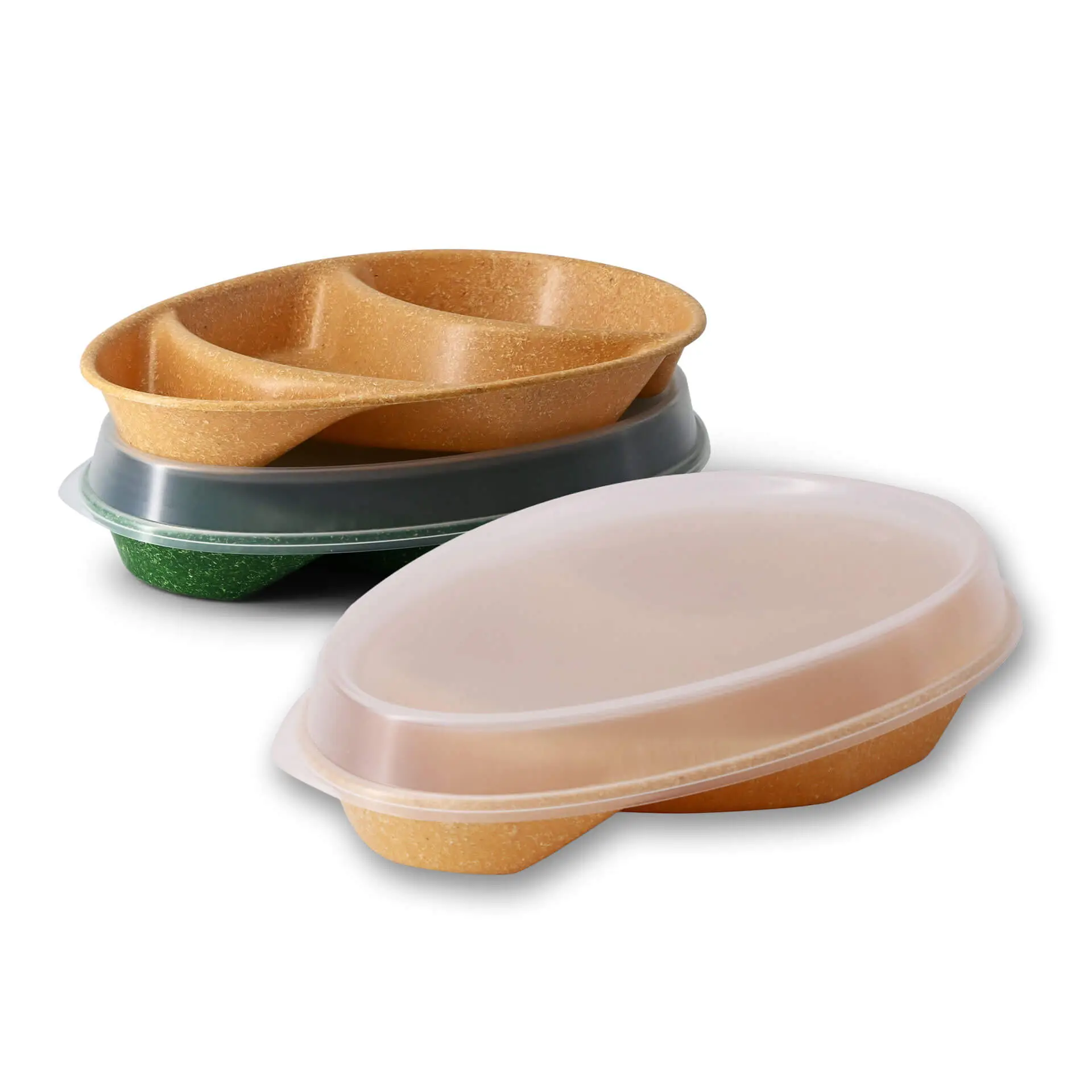Assiette ovale réutilisable "merways Plate" 27,5 x 20 x 3,5 cm, 3 compartiments, caramel / brun Assiette ovale réutilisable "merways Plate" 27,5 x 20 x 3,5 cm, 3 compartiments, caramel / brun