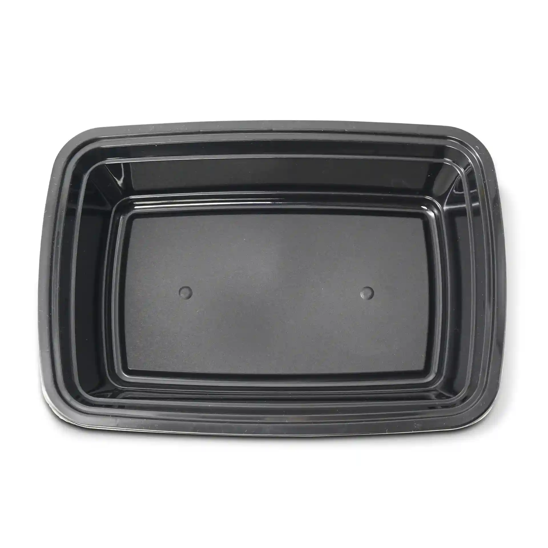 Conteneur rectangulaire réutilisable noir d'une capacité de 1000 ml, mesurant 217 mm de long et 150 mm de large.