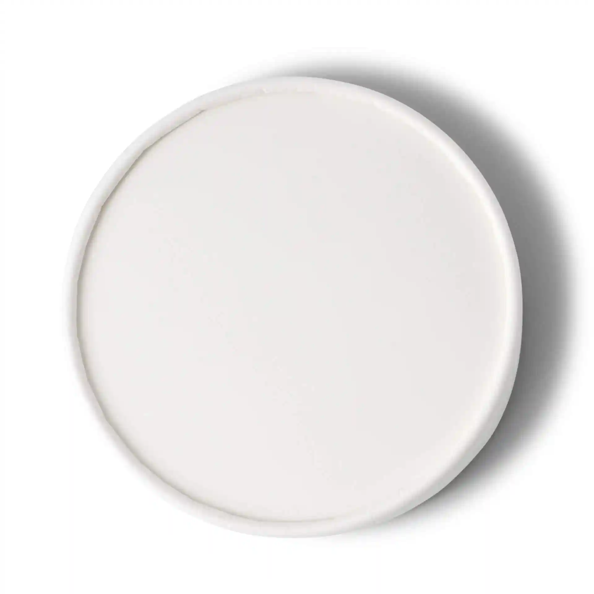 Couvercle rond en carton blanc d'un diamètre de 94 mm, conçu pour des cups à glace.
