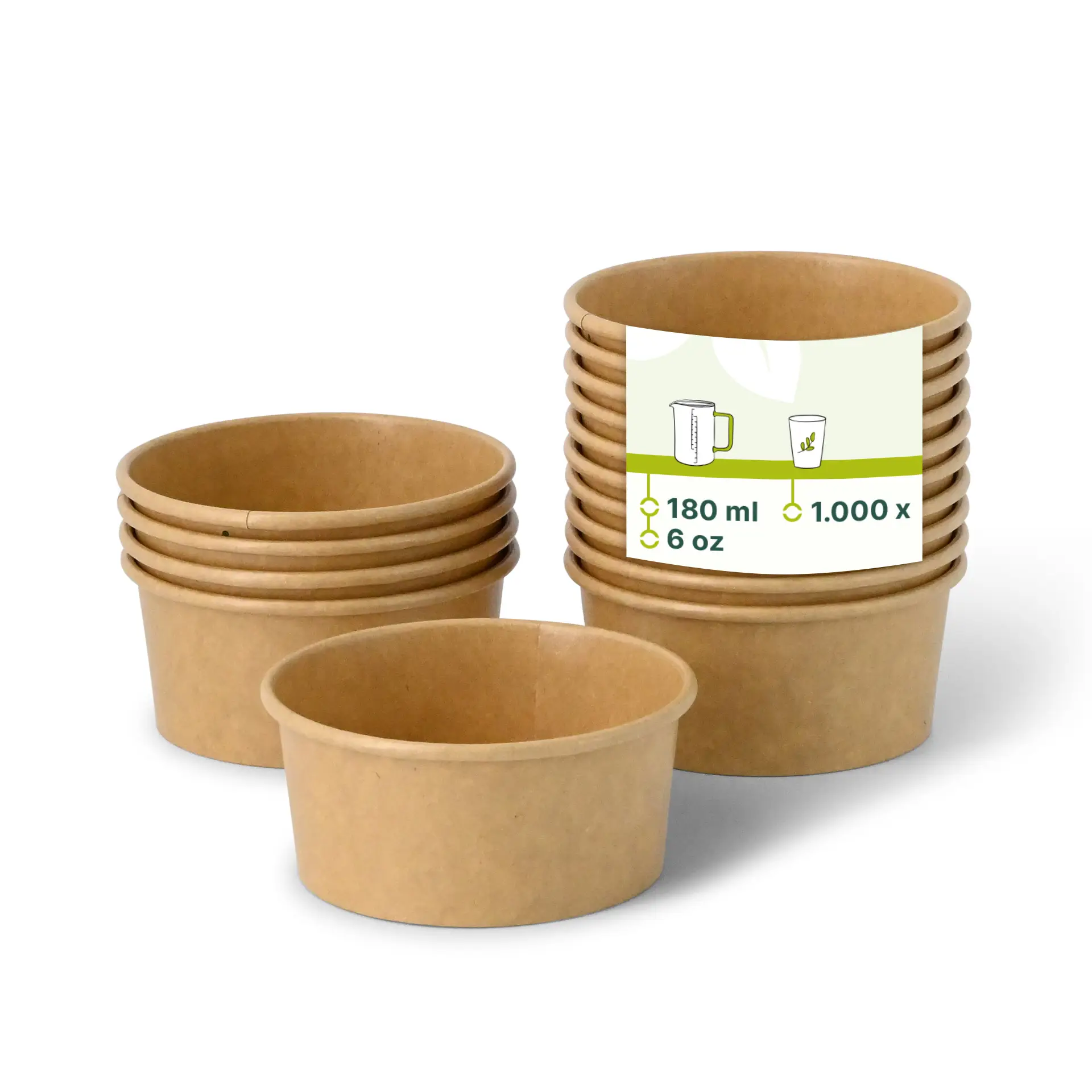 Pot à glace en carton XS, 100 -180 ml (revêtu de PE), Ø 92 mm, brun Pot à glace en carton XS, 100 -180 ml (revêtu de PE), Ø 92 mm, brun