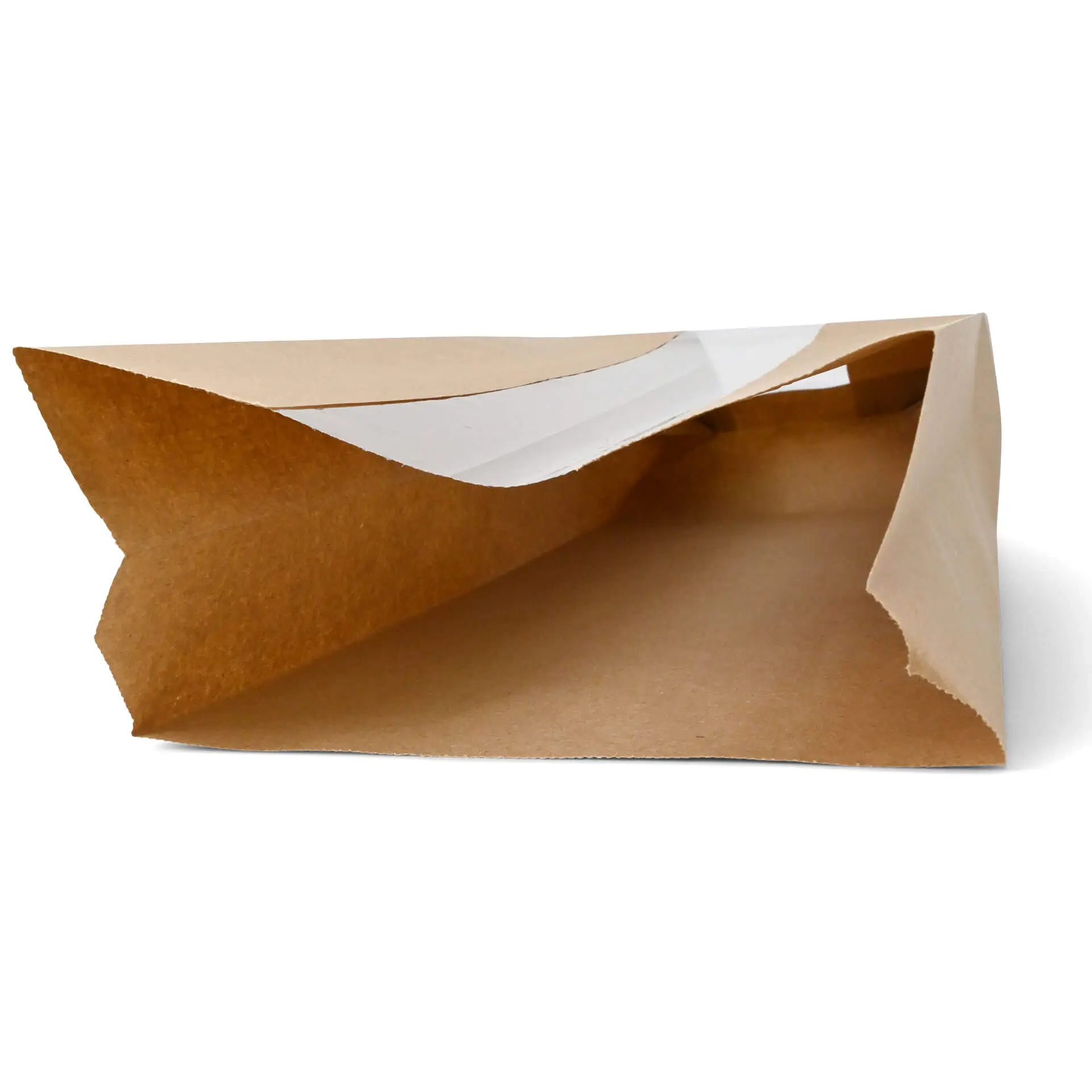 Płaska torba papierowa z okienkiem M, 14 x 7 x 41 cm, brązowa