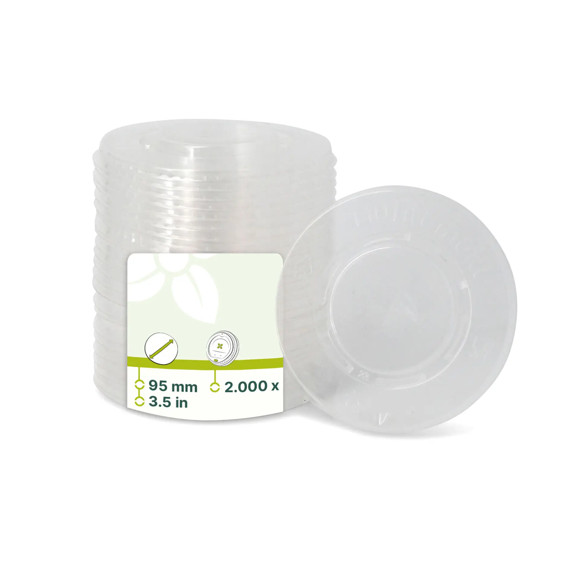 Couvercle plat en rPET Ø 95 mm, incision en croix Couvercle plat en rPET Ø 95 mm, incision en croix