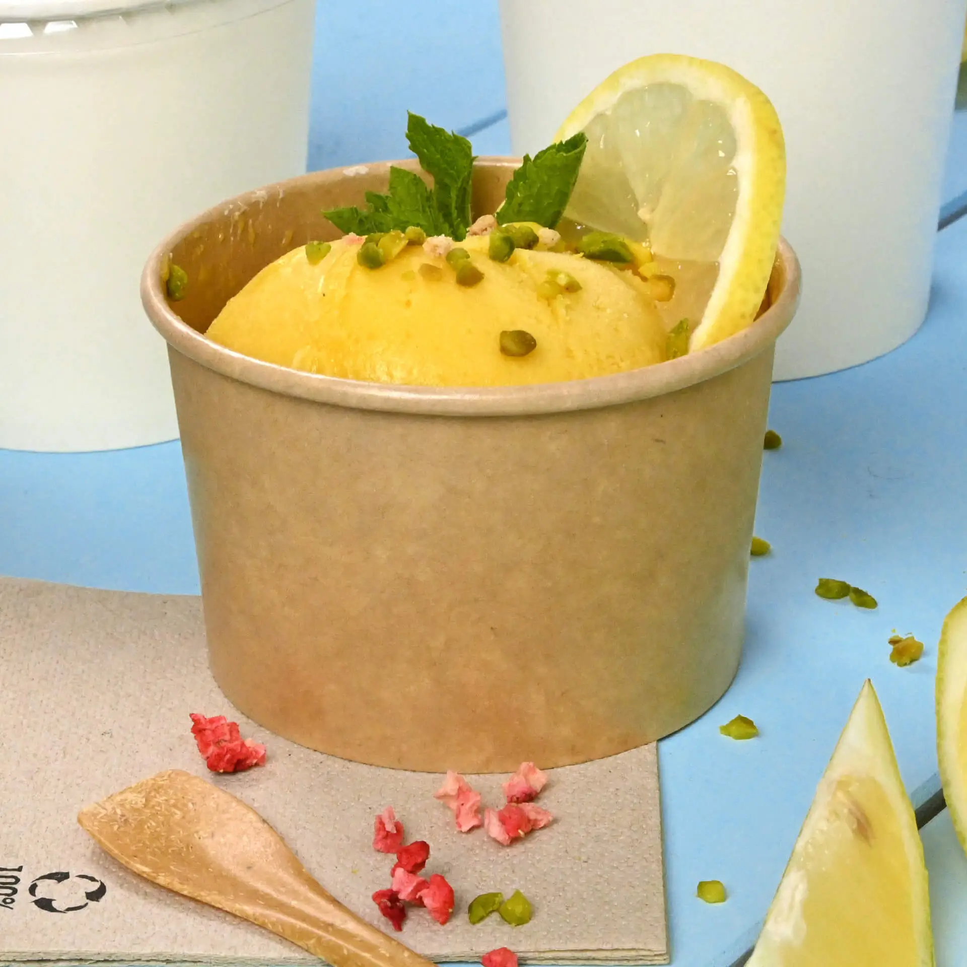 Pot à glace en carton M, 8 oz, max. 9,5 oz, Ø 92 mm, brun dfc06971-eisbecher-aus-pappe-m-200-ml-max-270-ml-92-mm-braun-6