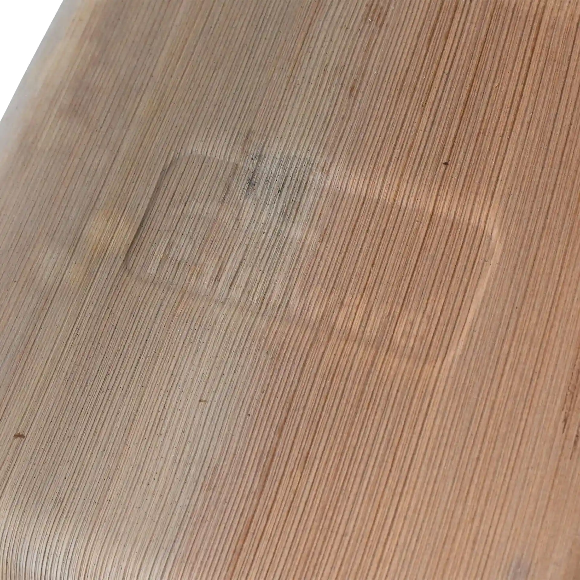 Gros plan d'une surface de feuille de palmier texturée avec une légère empreinte rectangulaire.