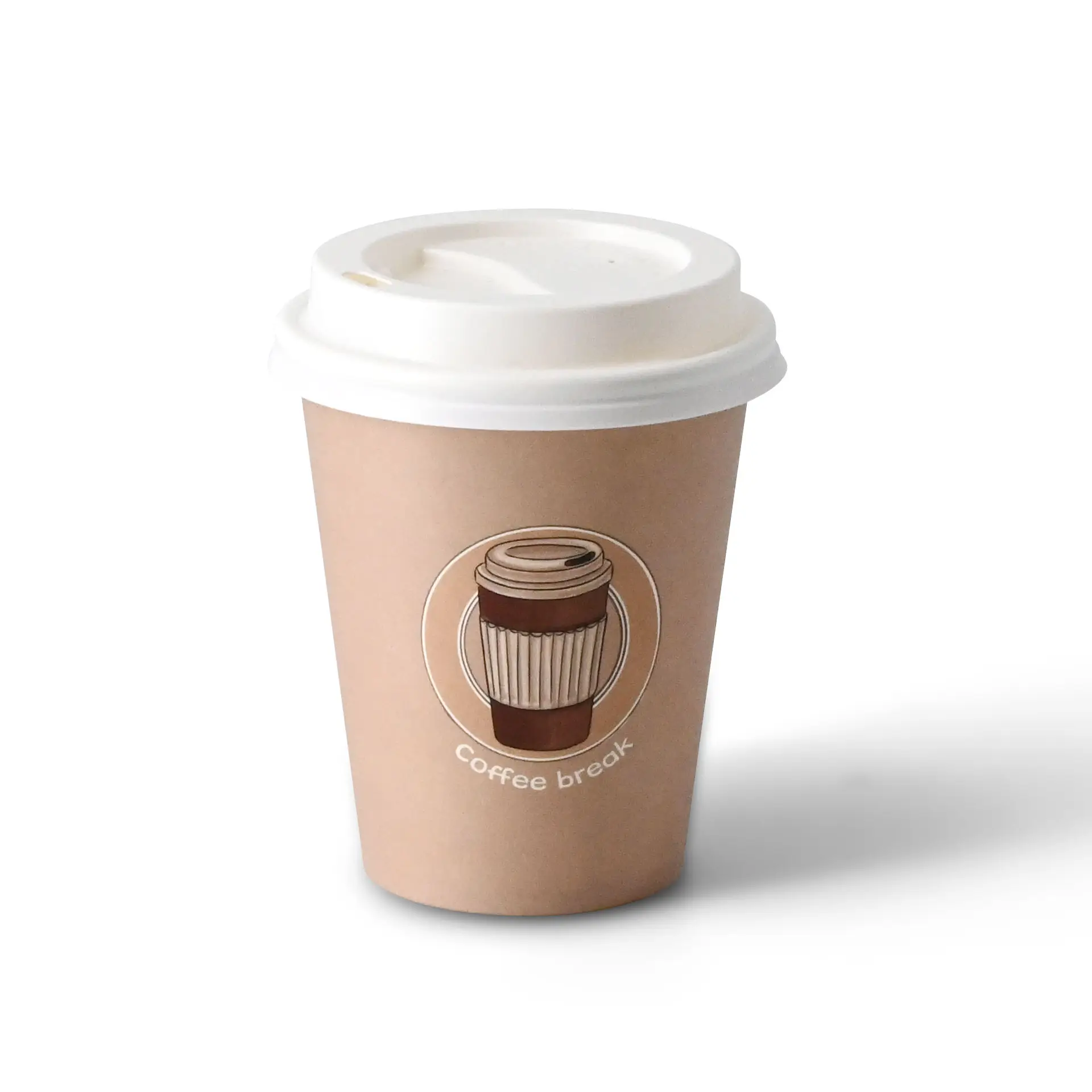 Gobelet en carton imprimé "Coffeebreak" (revêtu) 200 ml / 8 oz, Ø 80 mm, blanc