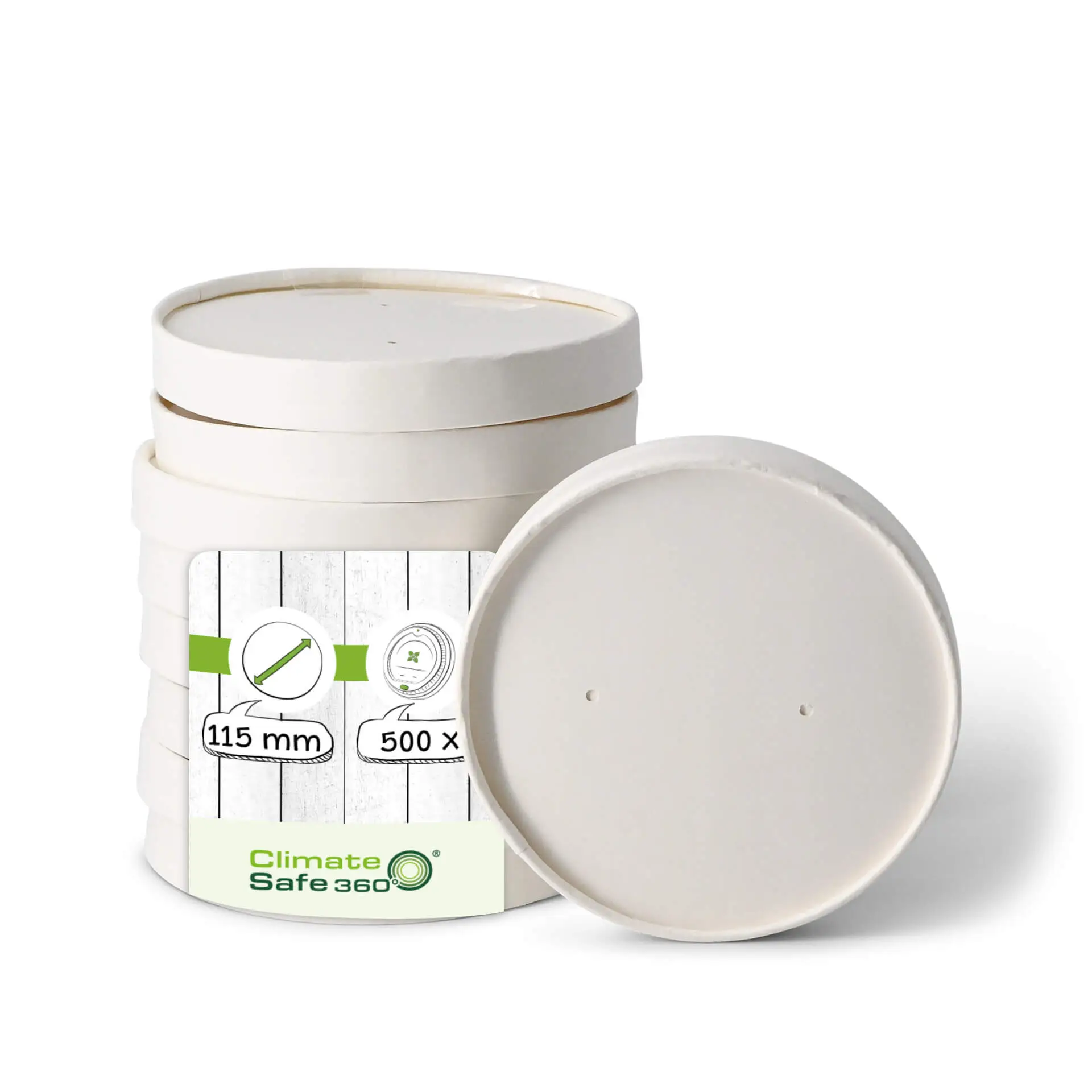 Couvercle membrane en carton (revêtement biologique) Ø 115 mm, blanc