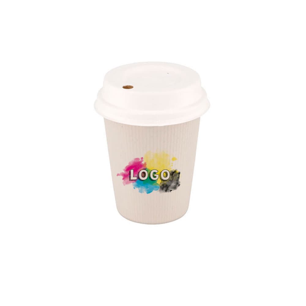 Mehrweg-Riffelbecher 200 ml / 8 oz, Ø 80 mm, creme-weiß, Individualdruck