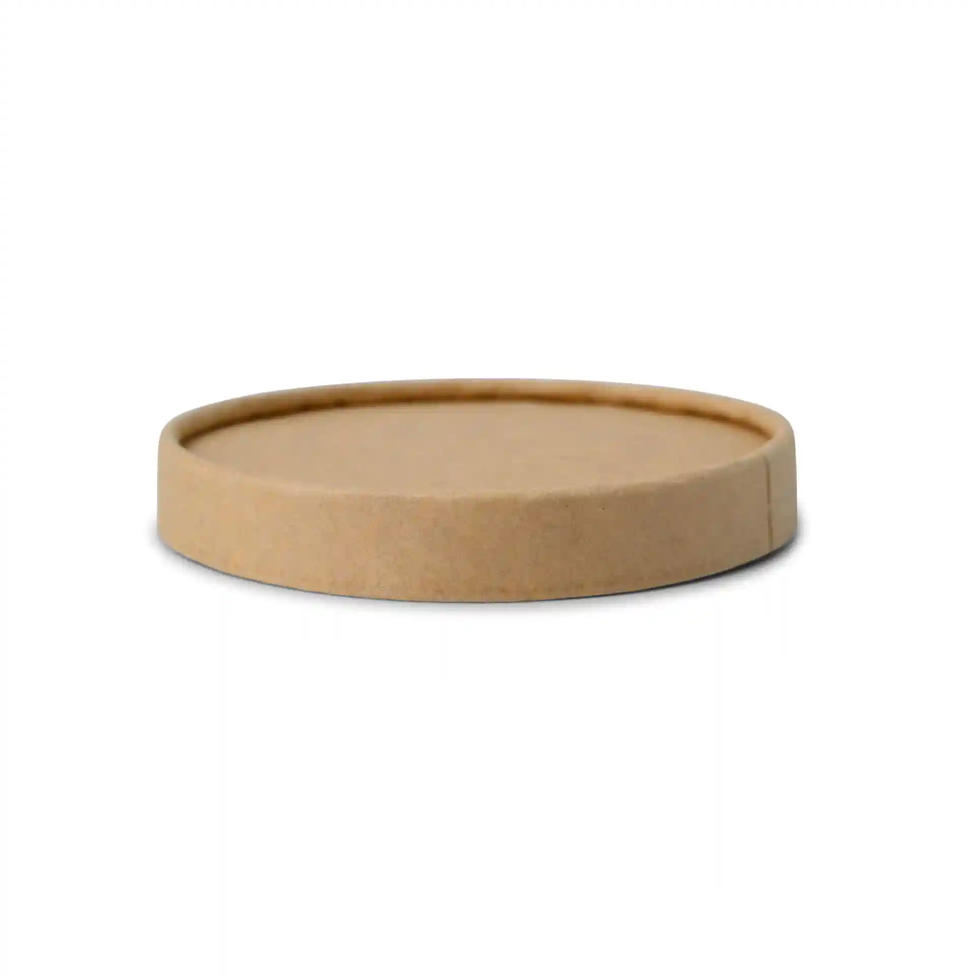 Couvercle en carton brun de forme ronde, conçu pour des cups à glace, mesurant 94 mm de diamètre.