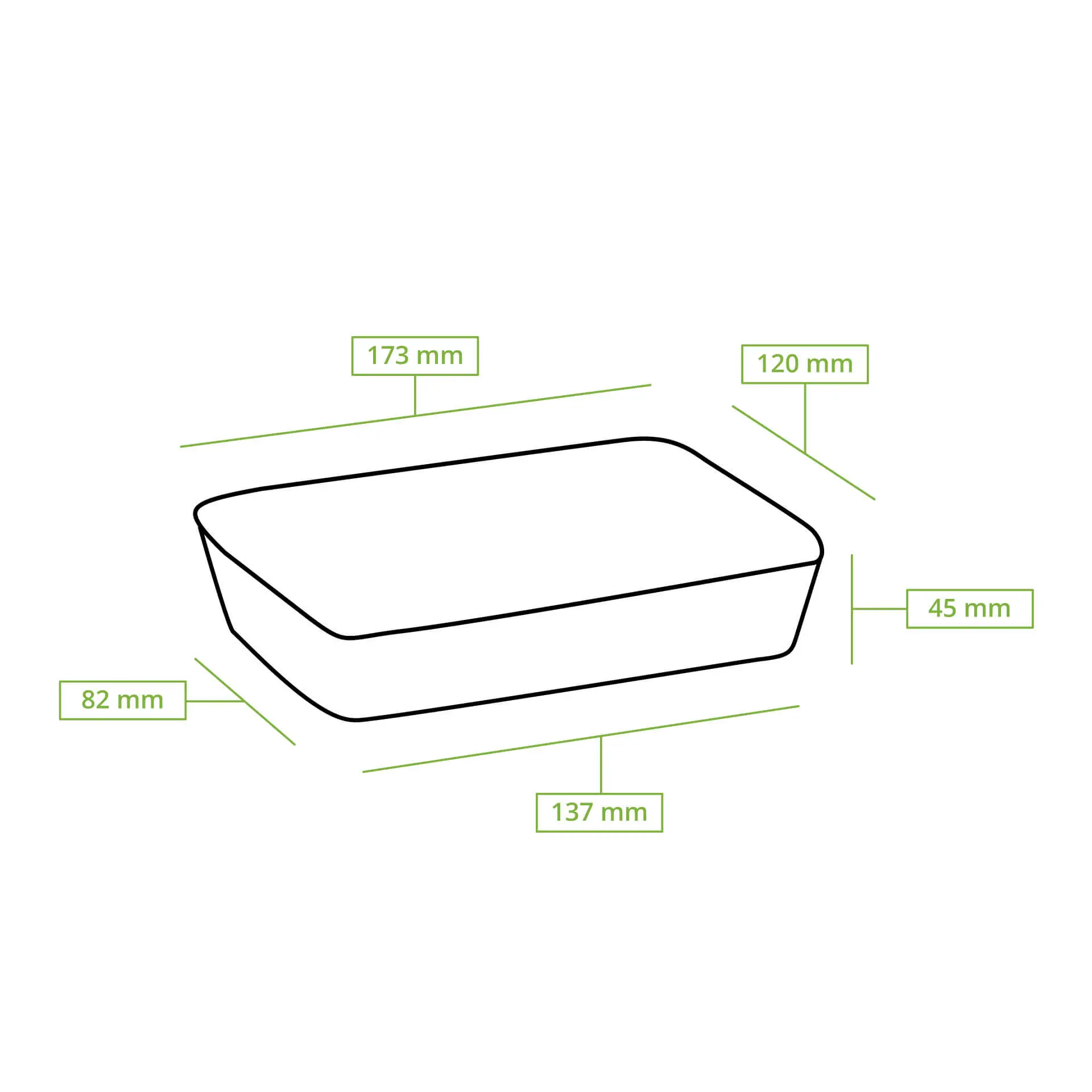 Barquettes en canne à sucre 17 x 12 x 5 cm, 500 ml, rectangulaires Barquettes en canne à sucre 17 x 12 x 5 cm, 500 ml, rectangulaires