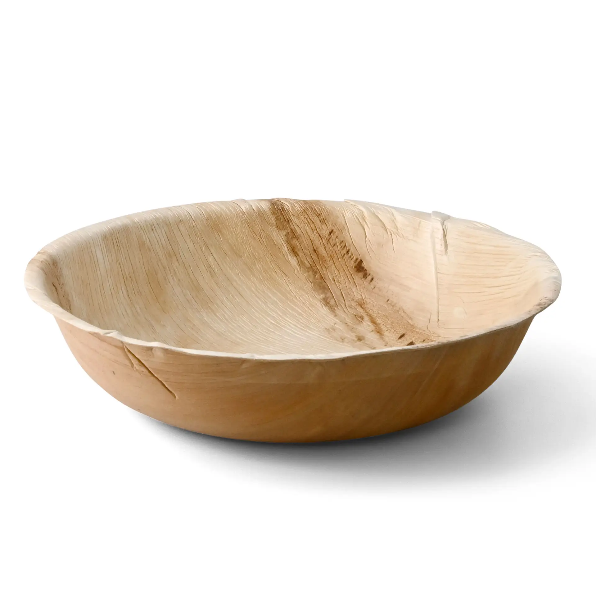 Bol rond en feuille de palmier d'un diamètre de 30 cm, adapté aux aliments chauds, froids et gras, avec des motifs de grain naturel.