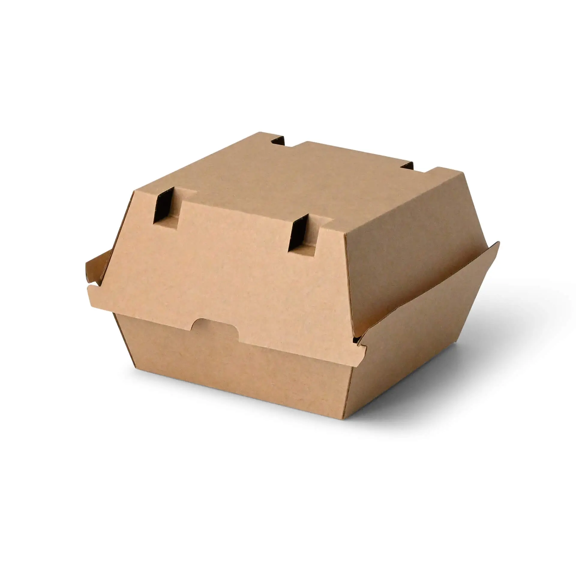 Boite à burger en carton kraft brun, 16,8 x 15,8 x 9,8 cm