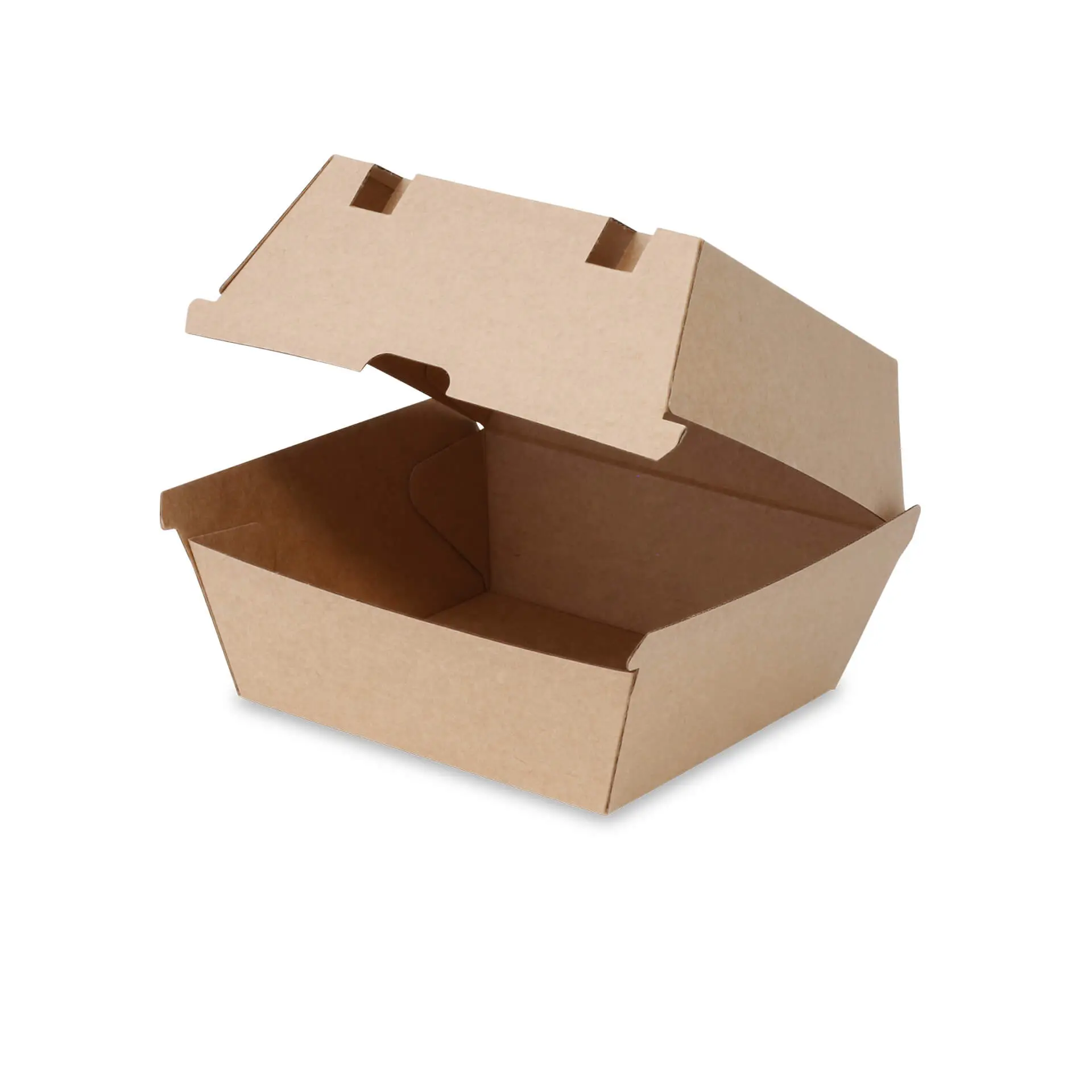 Boite à burger en carton kraft brun, 16,8 x 15,8 x 9,8 cm