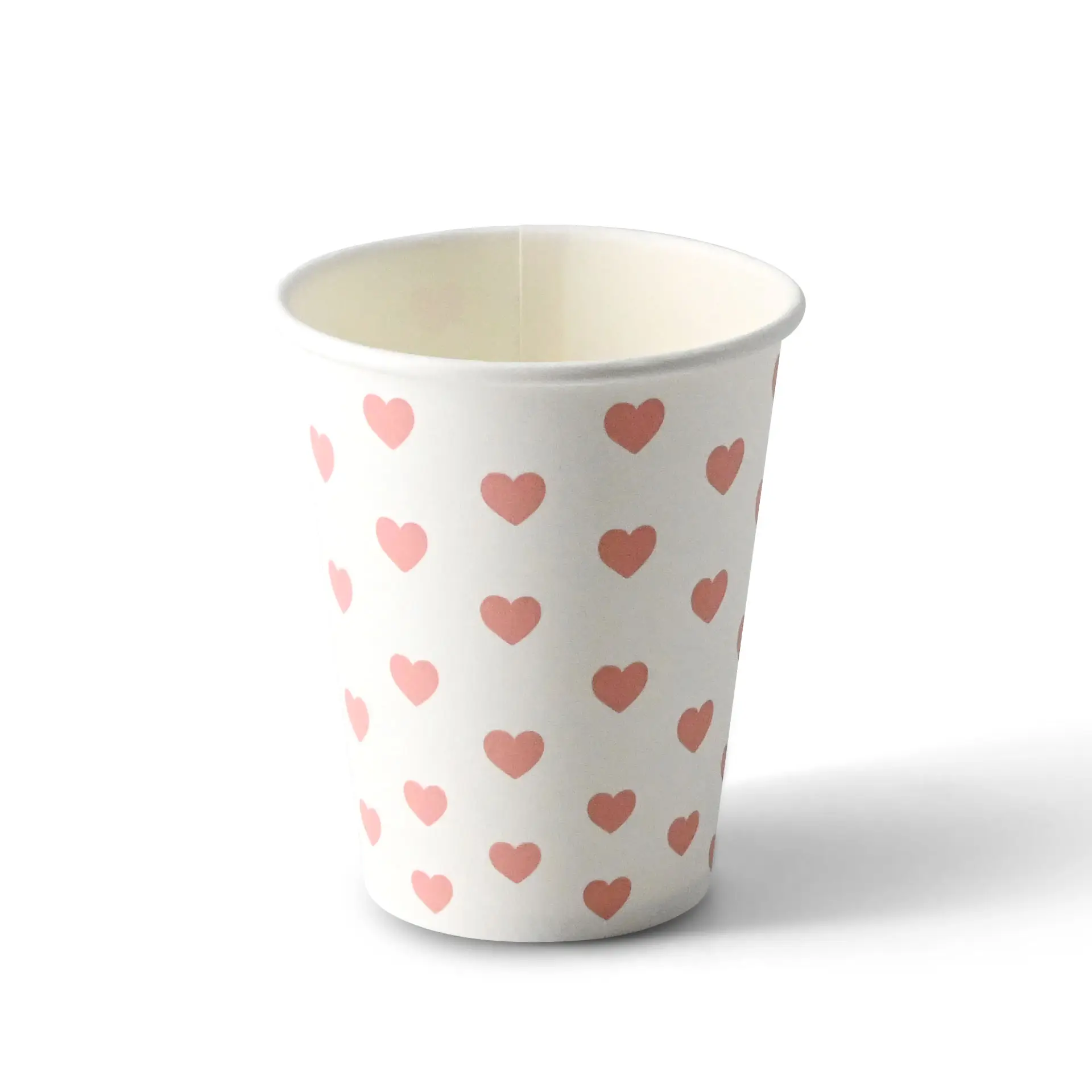 Gobelet en papier imprimé "Hearts" (revêtu) 200 ml / 8 oz, Ø 80 mm, blanc