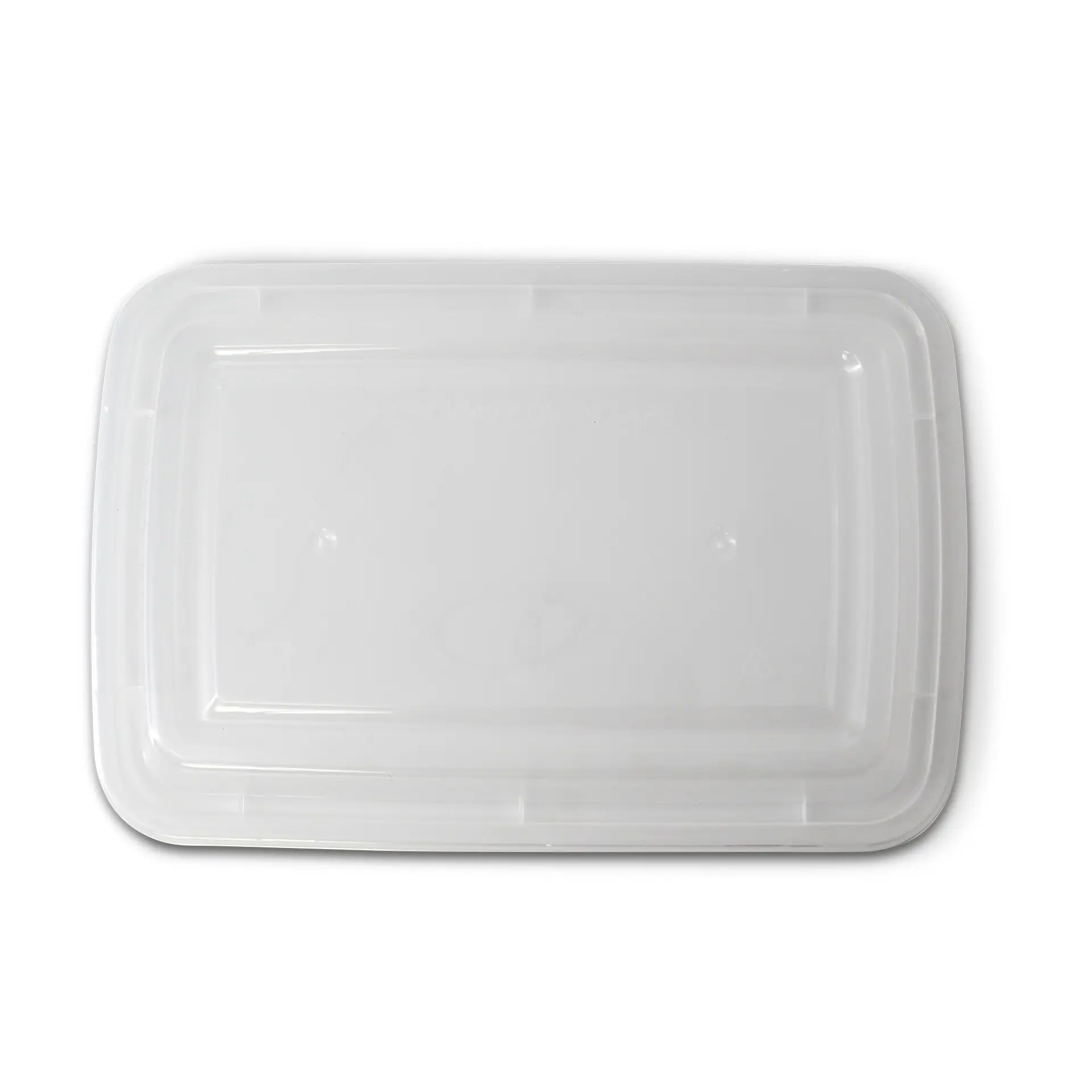 Couvercle transparent réutilisable en polypropylène, forme rectangulaire, adapté pour les plats chauds et froids, compatible lave-vaisselle et micro-ondes.