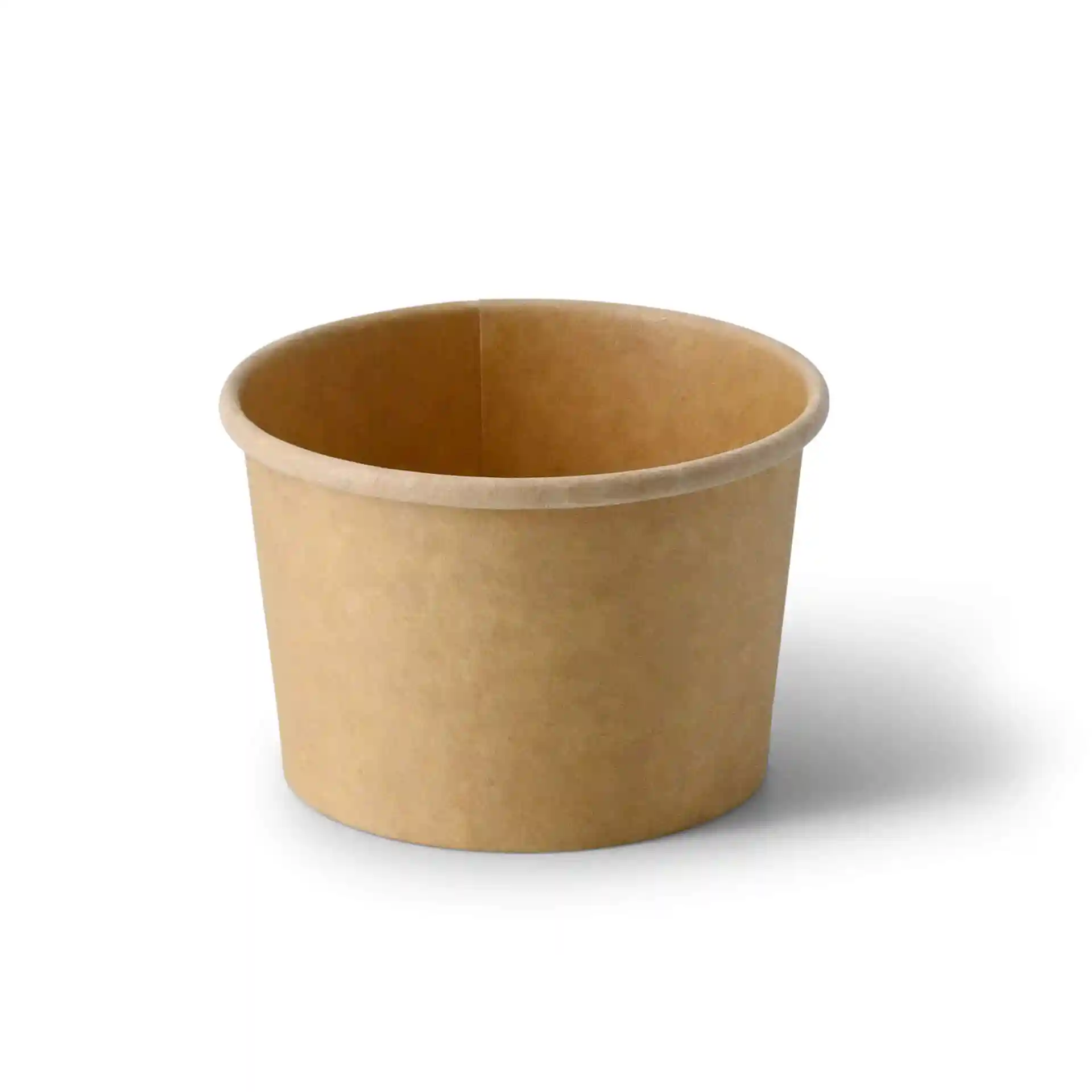 Gobelet en carton brun pour soupe, forme ronde, capacité de 200 ml, avec un revêtement écologique.