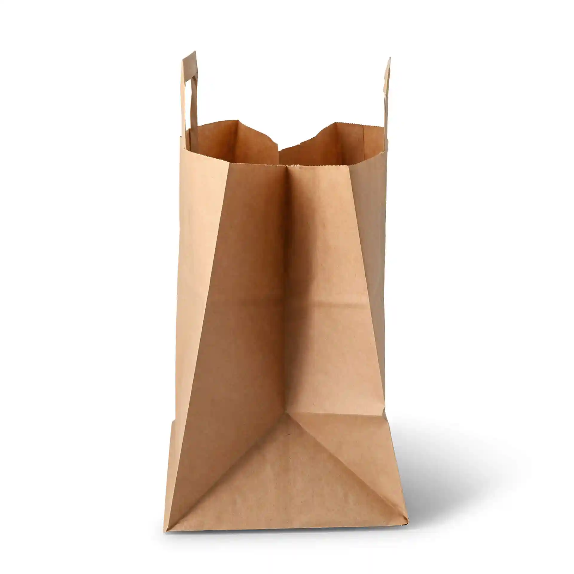 Sac en papier brun avec base rectangulaire et ouverture en haut, mesurant 26 x 17 x 25 cm.