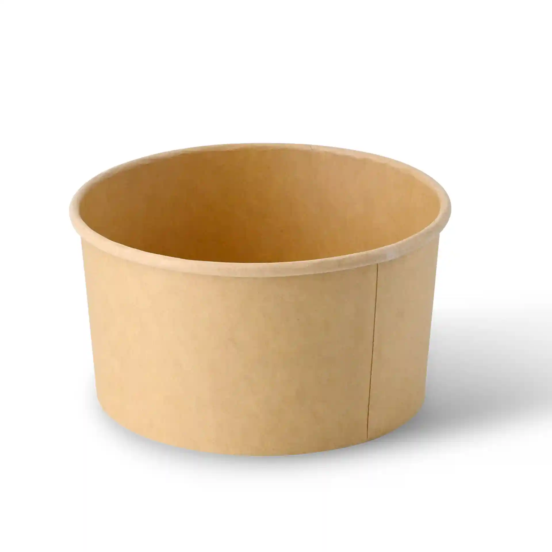 Bol en carton brun de forme ronde, 150 mm de diamètre et 75 mm de hauteur. Convient pour divers aliments.