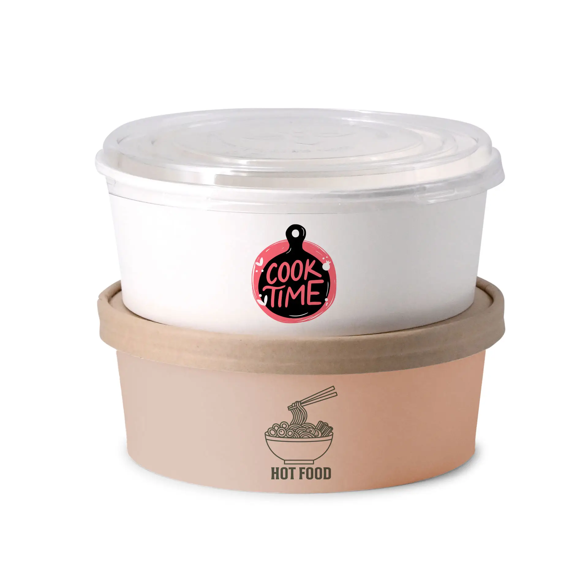 Bols à salade personnalisés / Bowls personnalisés, 1000 ml, Ø 185 mm, blanc, avec revêtement PE