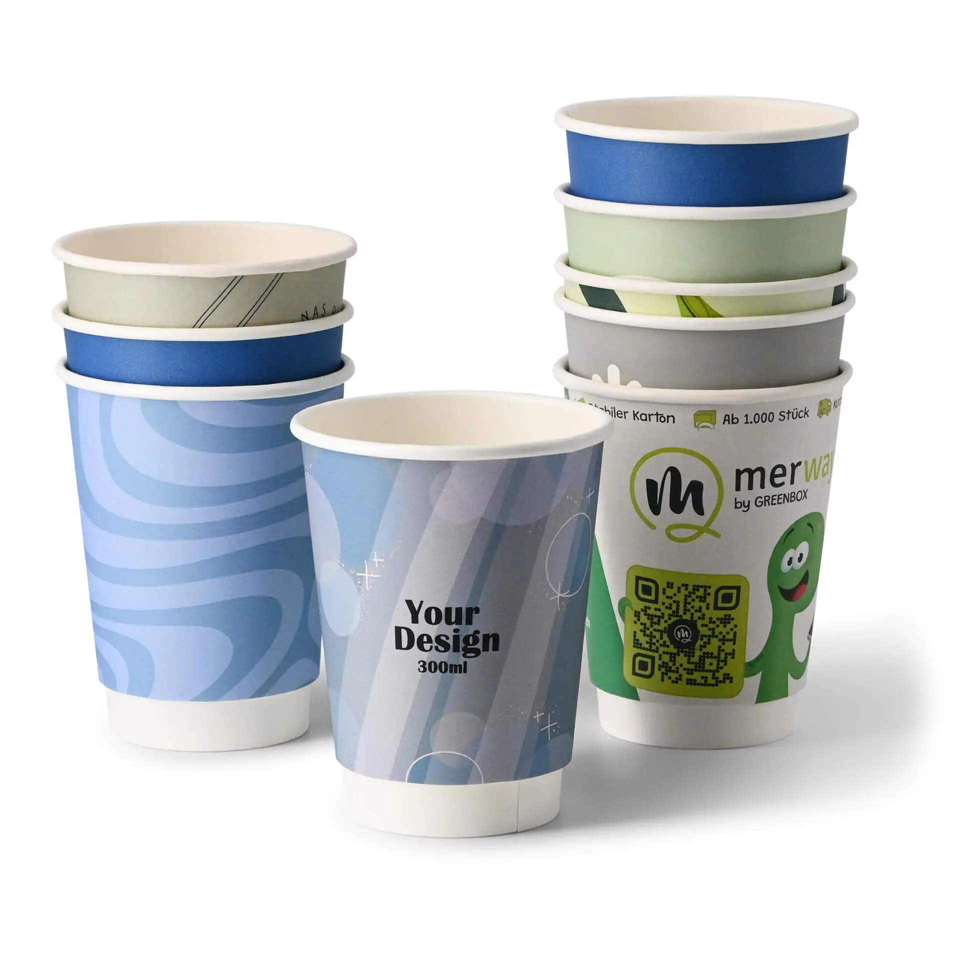 Gobelets personnalisés en carton, double paroi, 300 ml / 12 oz, brillant, PE Gobelets personnalisés en carton, double paroi, 300 ml / 12 oz, brillant, PE