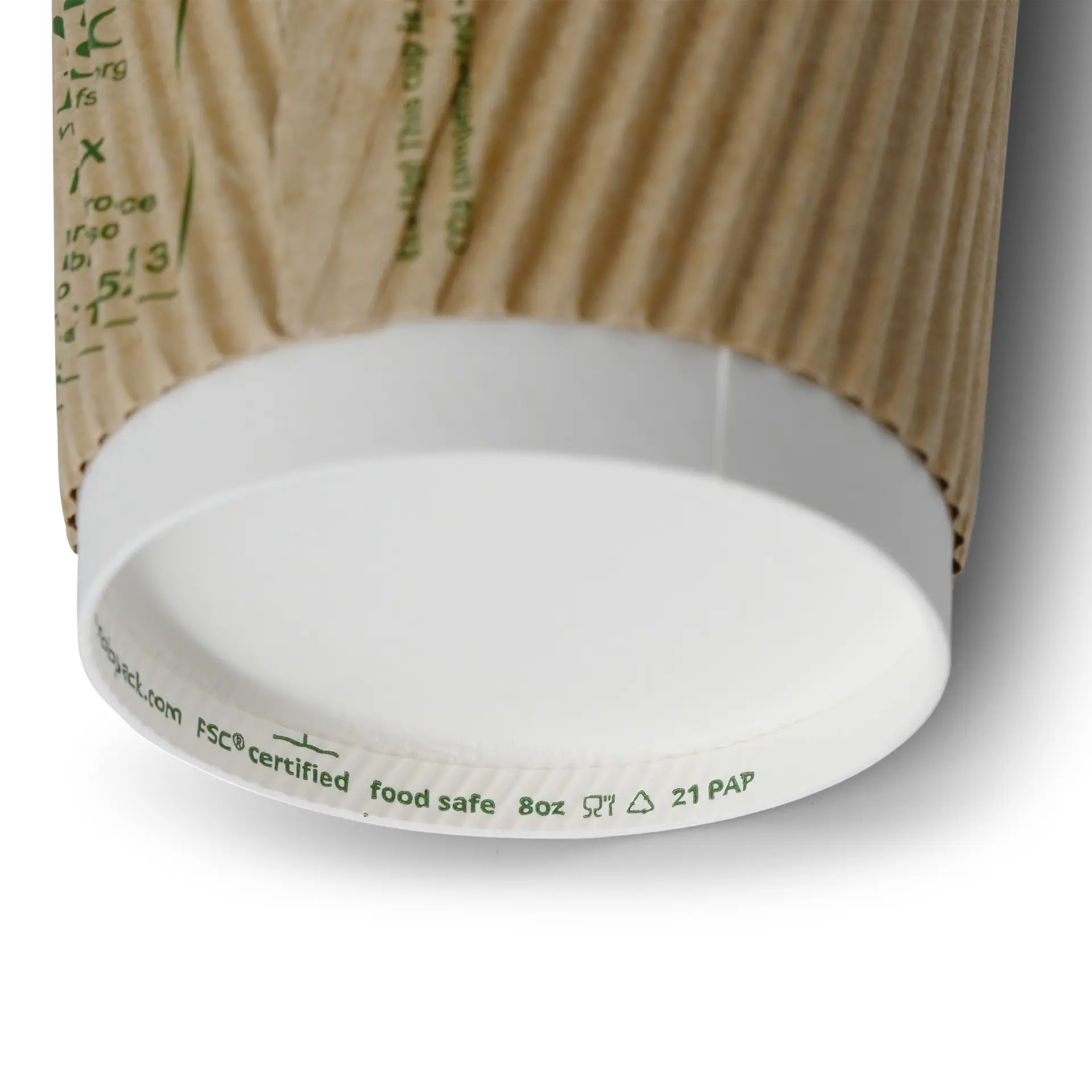Gobelet en carton ondulé 20 cl / 8 oz, Ø 80 mm, brun dhd049251-riffelbecher-coffee-to-go-becher-200-ml-8-oz-80-mm-braun-innen-weiss-4