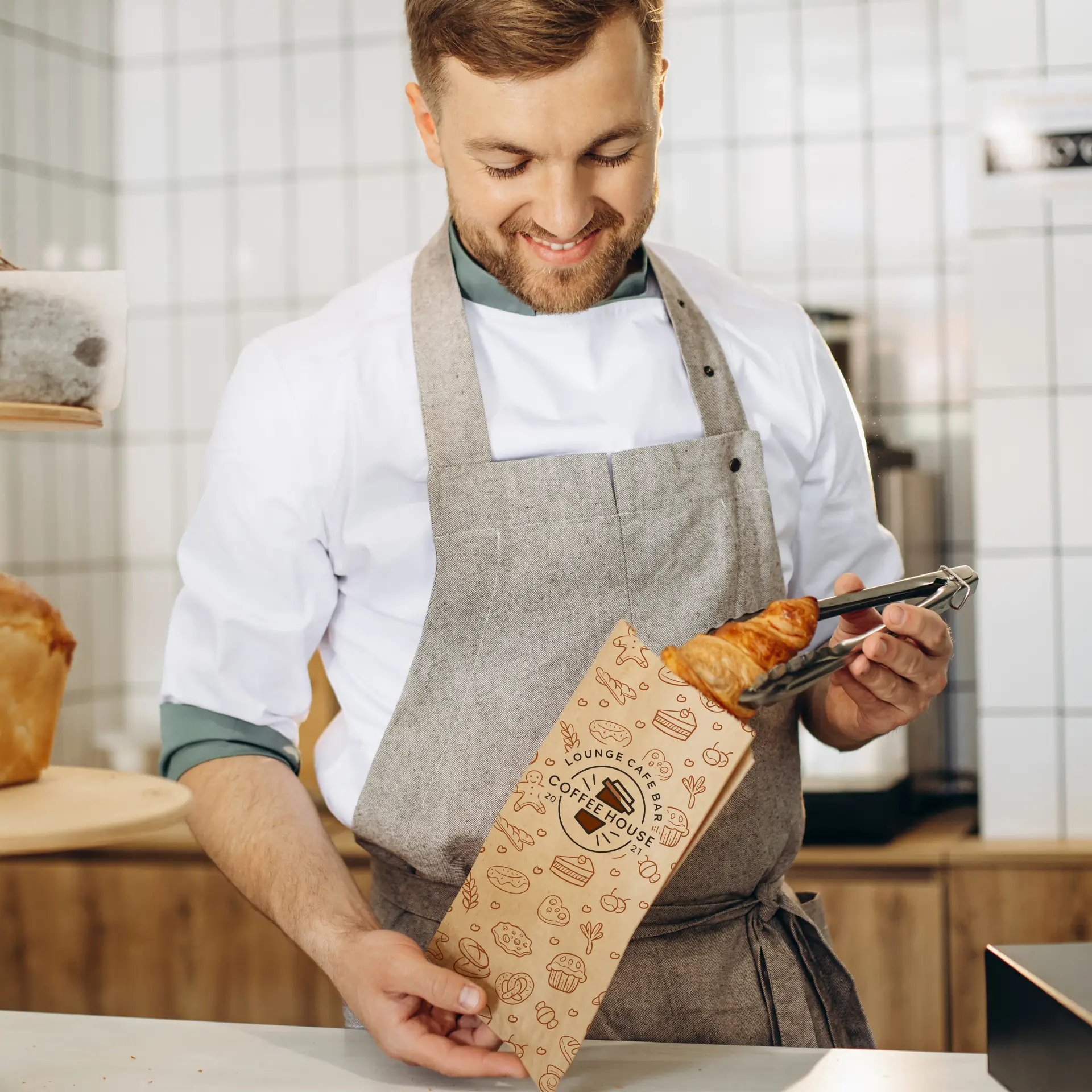 Sacs à pain imprimés, marron, 10 x 5 x 19 cm