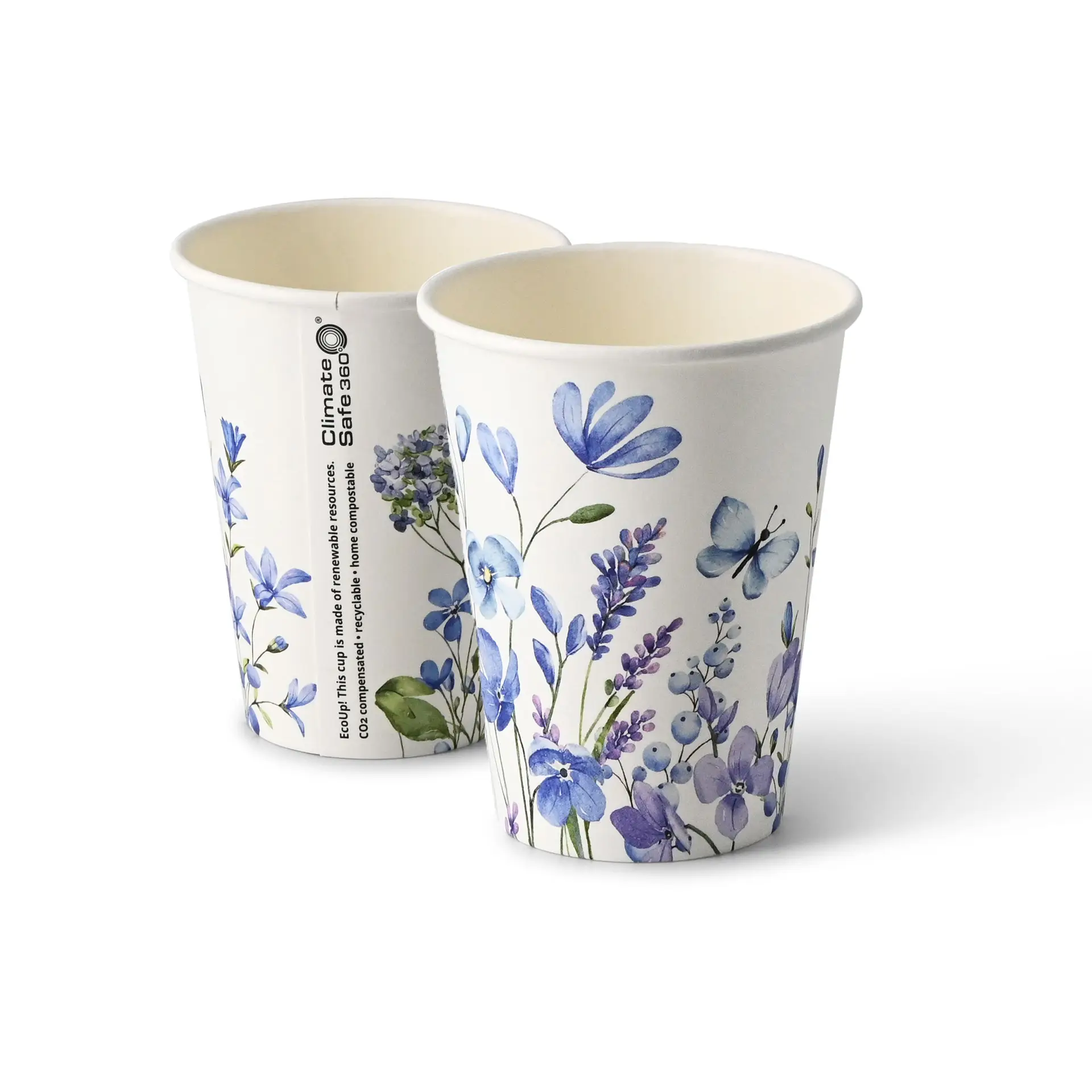 Gobelets en carton printemps "Violette" 30 cl / 12 oz, Ø 90 mm, bleu