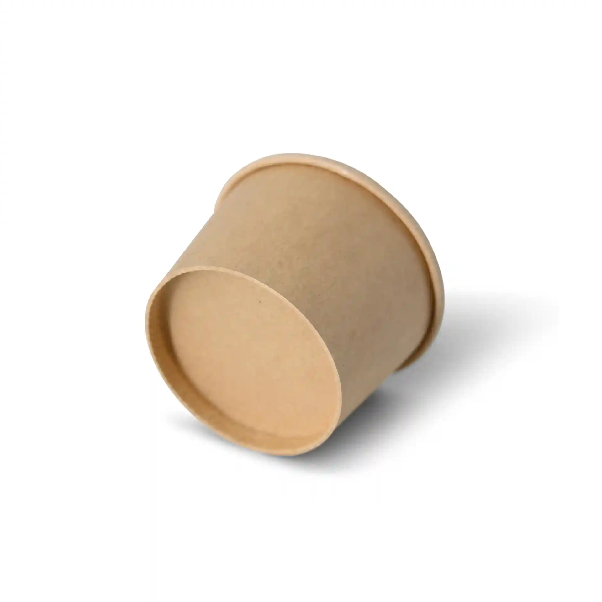 Conteneur rond en carton marron, capacité de 40 ml, diamètre de 62 mm et hauteur de 40 mm.