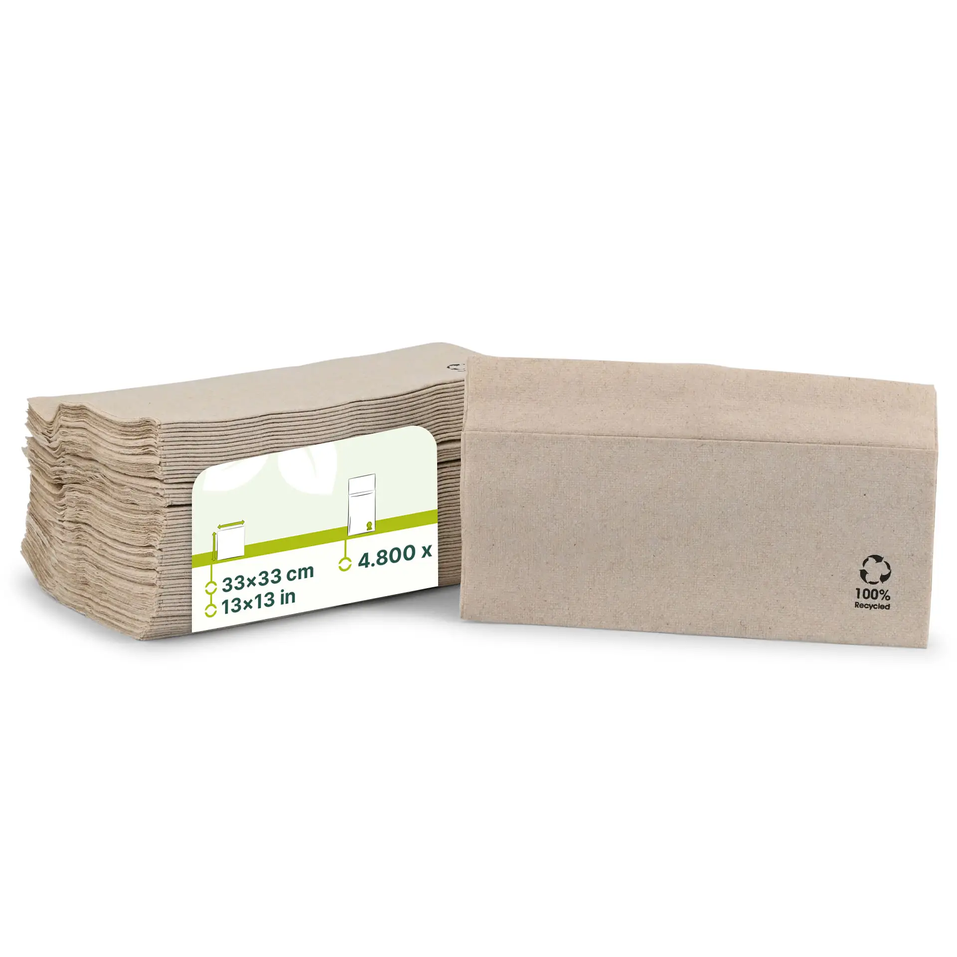 Serviette en papier recyclé écru, 1 couche, 1/8 pliage, 33x33 cm Serviette en papier recyclé écru, 1 couche, 1/8 pliage, 33x33 cm