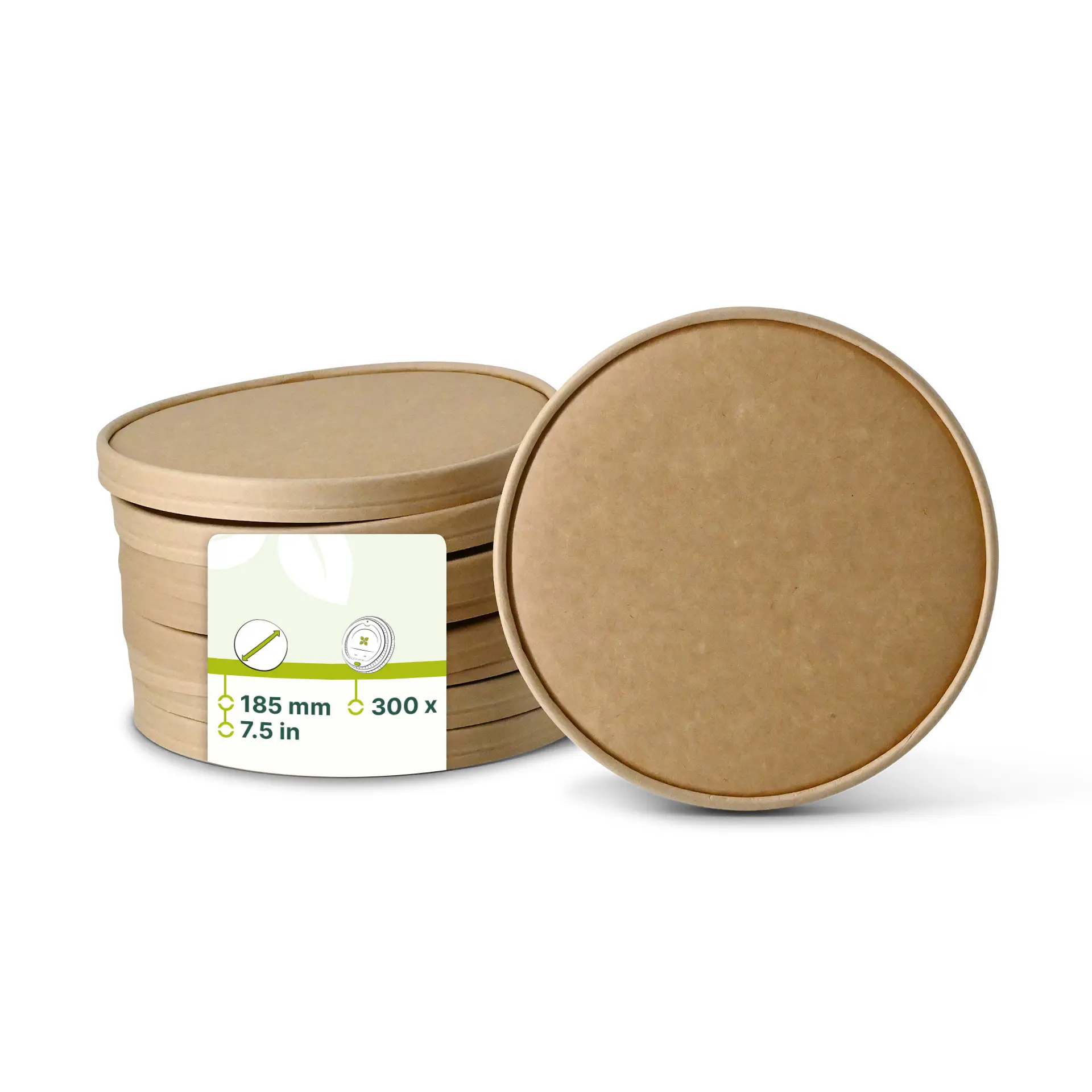 Couvercle en carton kraft brun (revêtement biologique), Ø 185 mm