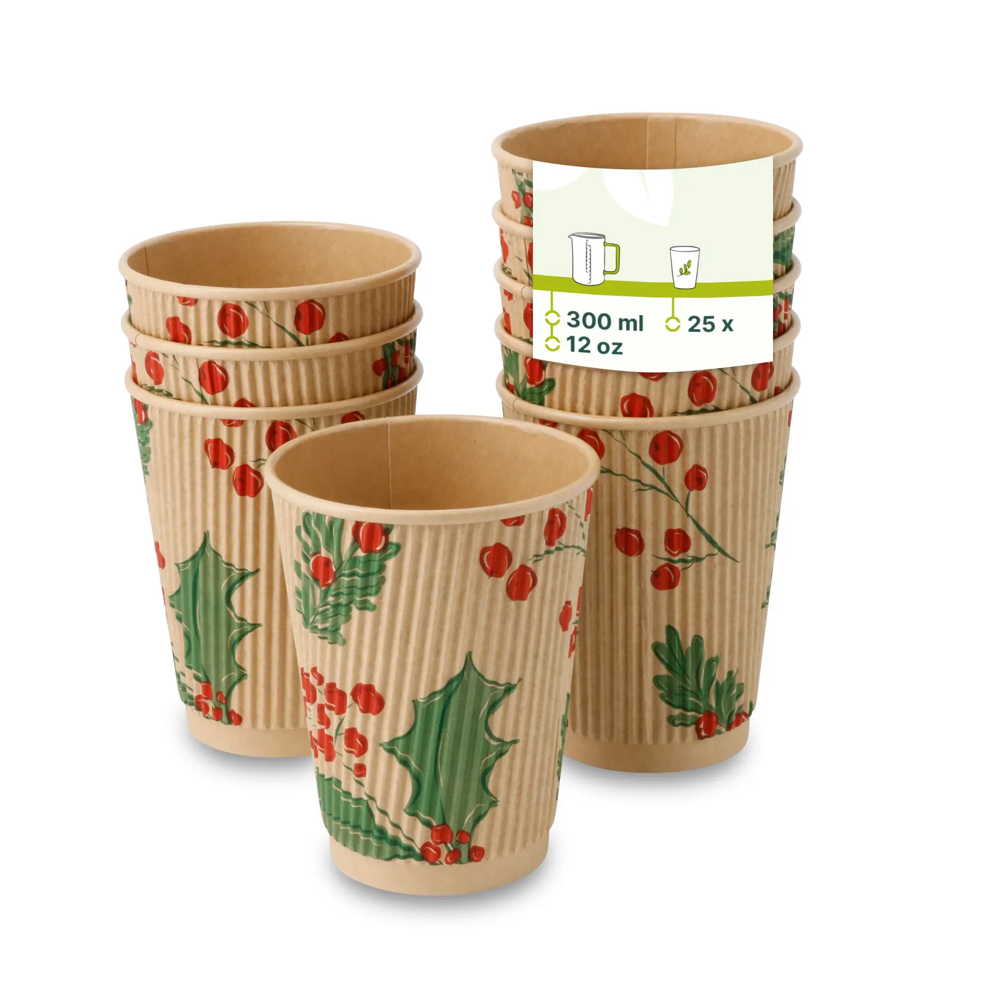 Gobelet ondulé hiver non blanchi "Branches" 300 ml / 12 oz, Ø 90 mm Gobelet ondulé hiver non blanchi "Branches" 300 ml / 12 oz, Ø 90 mm