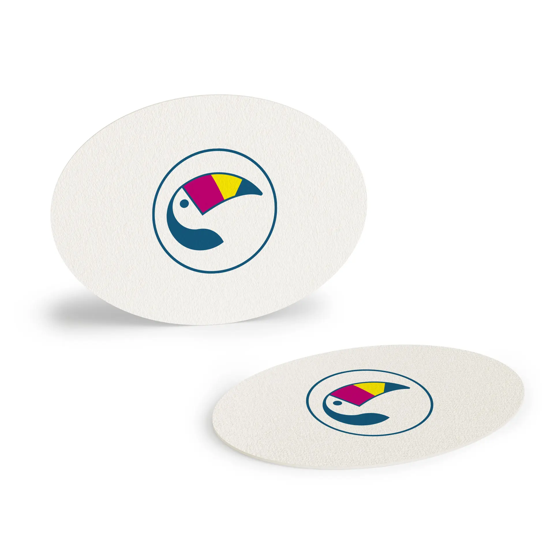 Sous-bock imprimé / dessous de verre, 12,5 x 9,5 cm, ovale