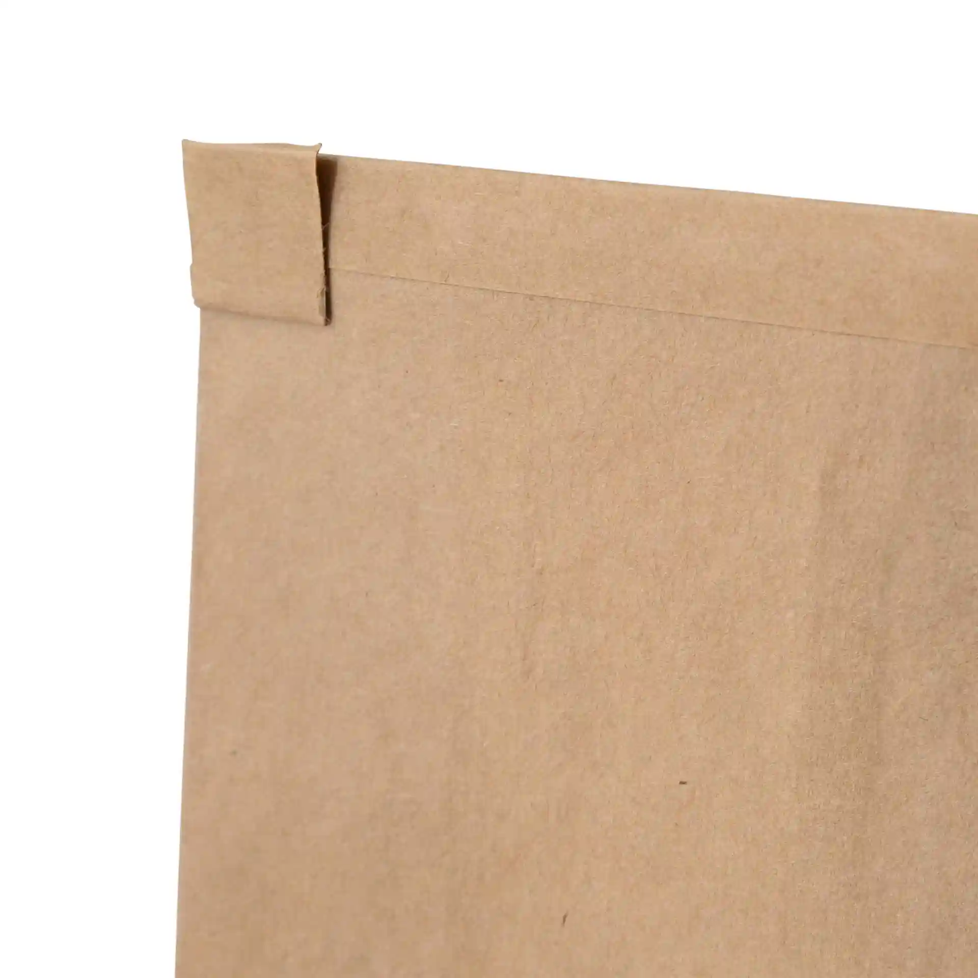 Sac en papier kraft marron avec fermeture à lien en métal et fenêtre de visualisation en haut.