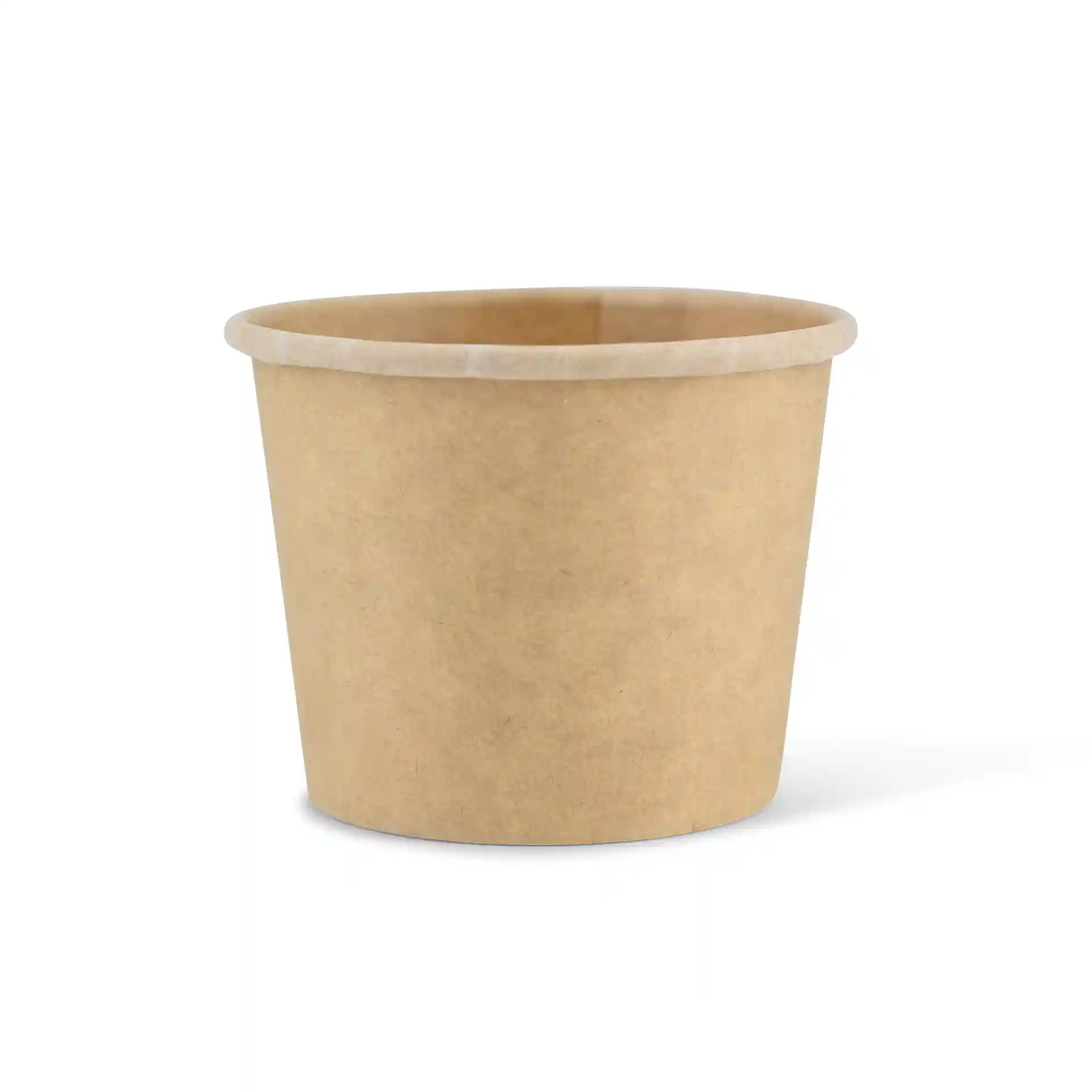 Conteneur rond en carton marron, d'une hauteur de 48 mm et d'un diamètre supérieur de 62 mm.
