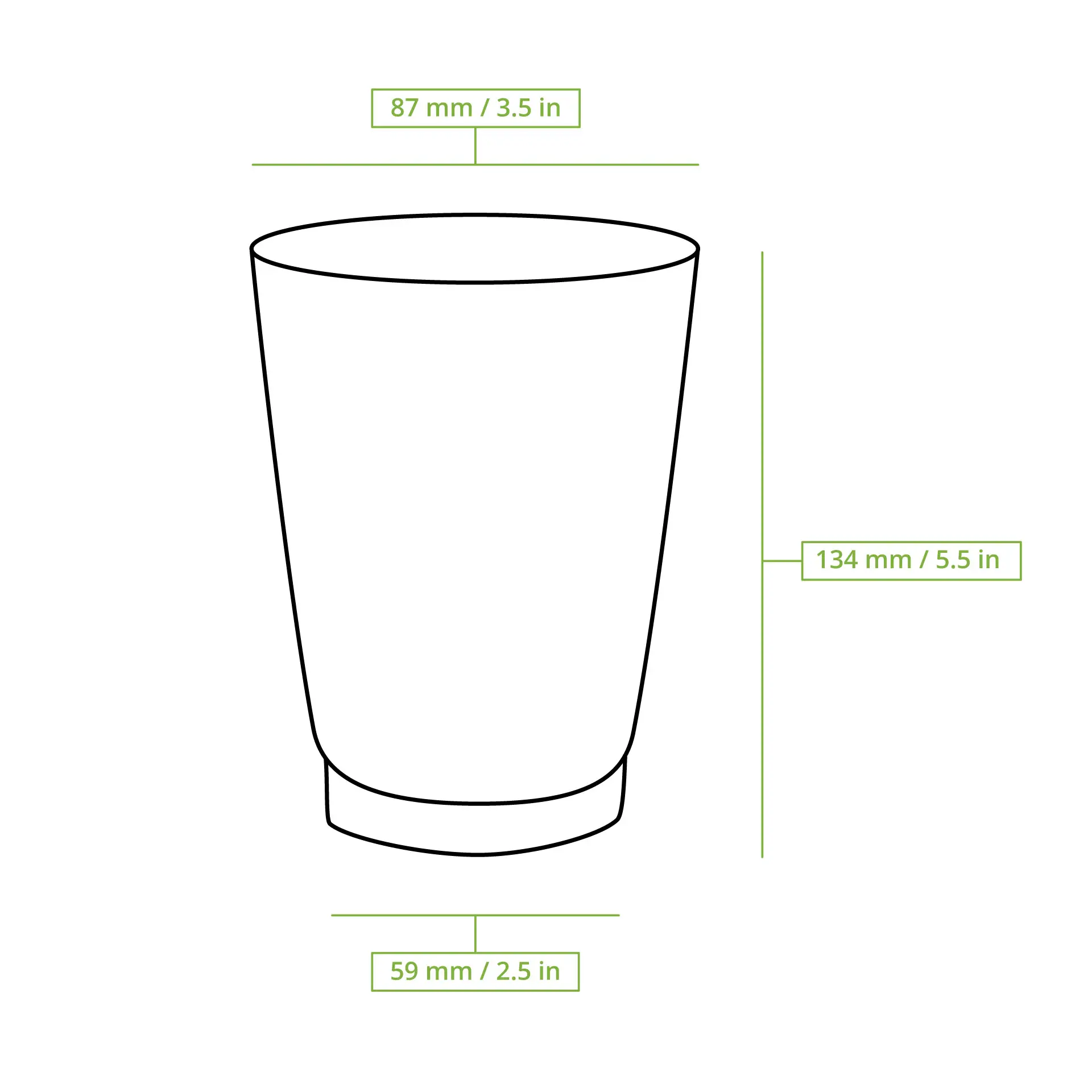 Gobelet jetable marron à triple paroi avec mesures, conçu pour les boissons chaudes, avec technologie de paroi en ondulations isolantes.