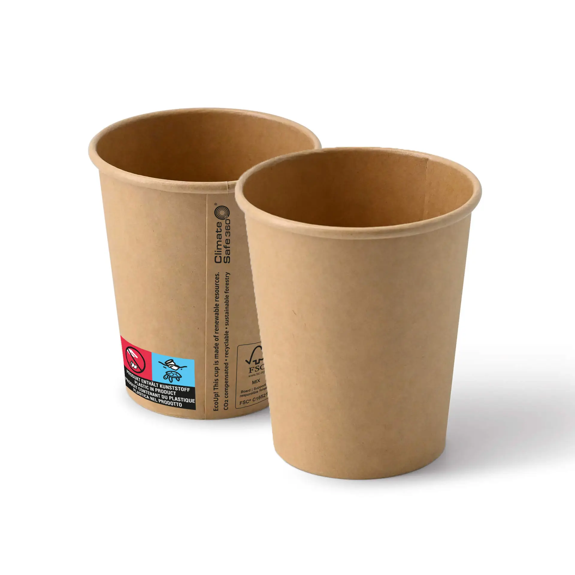 Gobelet en carton (revêtu de PE) 20 cl / 8 oz, Ø 80 mm, brun