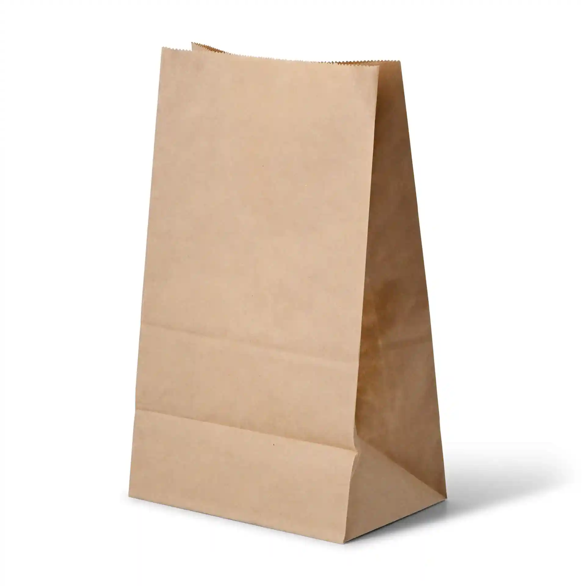Sac en papier kraft marron avec fond plat et fenêtre en PLA, mesurant 15 x 10 x 25 cm.