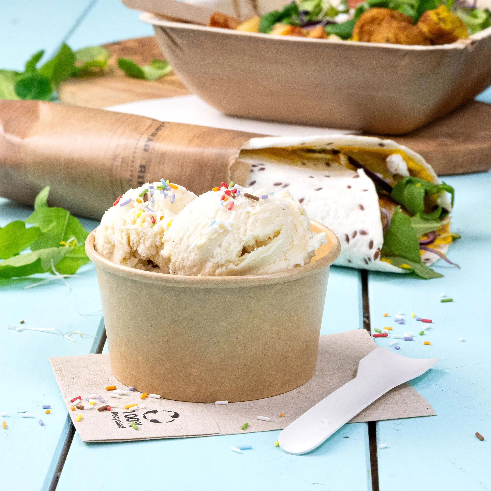 Pot à glace en carton S, 6 oz, max. 7,5 oz, Ø 92 mm, brun