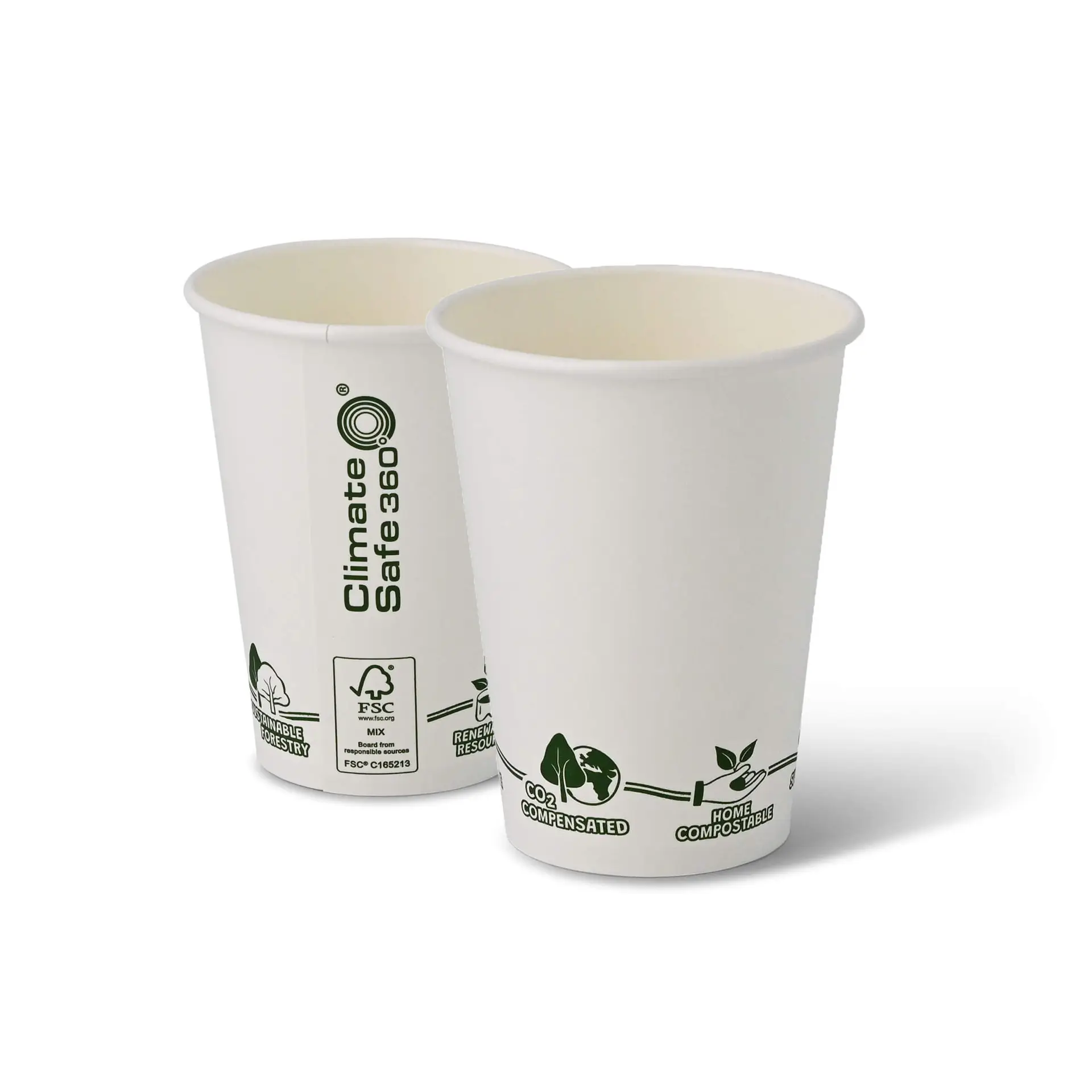 Gobelet en carton blanc, logos EcoUp©, 30 cl / 12 oz, Ø 90  mm