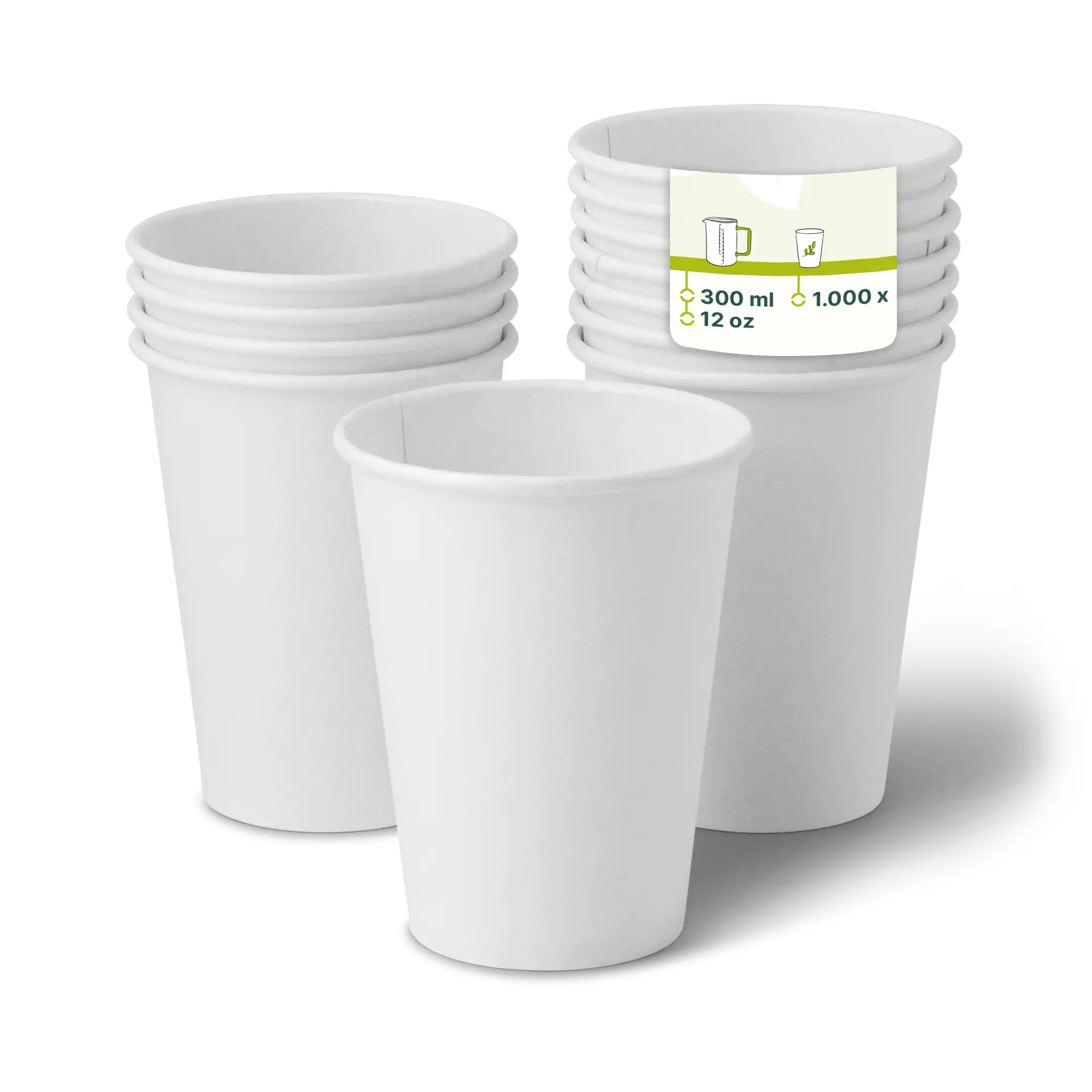 Gobelet en carton blanc, 30 cl / 12 oz, Ø 90 mm dhd04535-pappbecher-300-ml-12-oz-90-mm-weiss