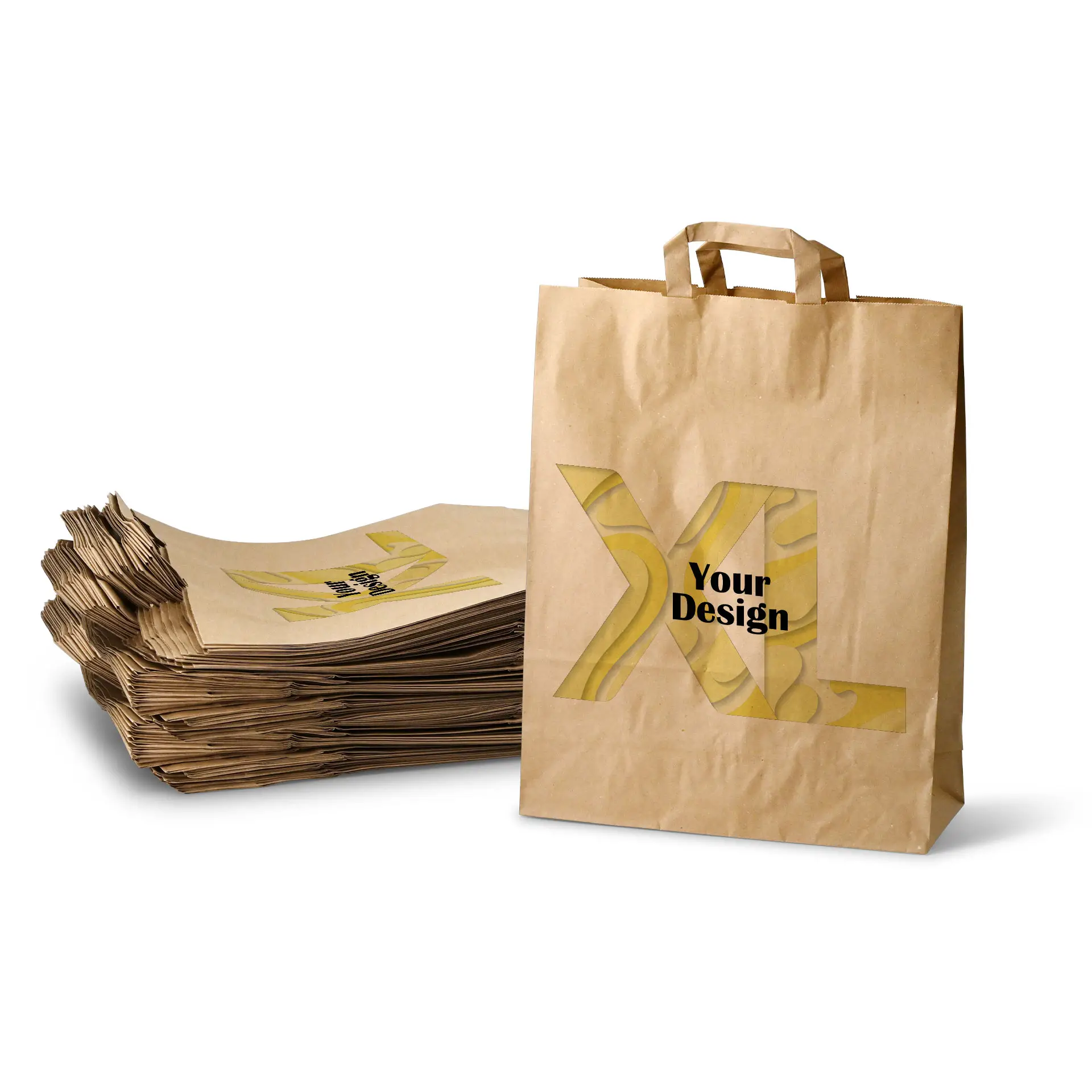 Sac kraft personnalisé XL, 32 x  12 x 40 cm, brun