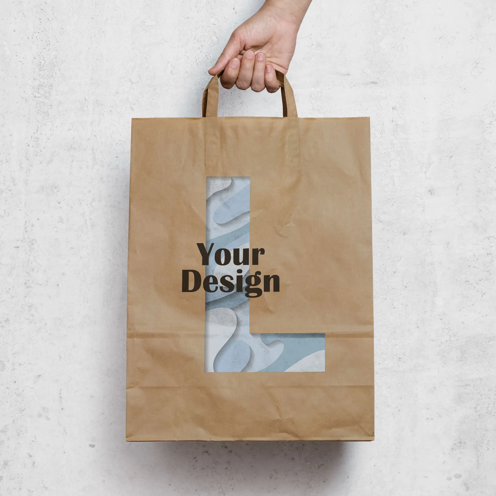 Sac kraft personnalisé  L, 26 x 12 x 35 cm,  brun