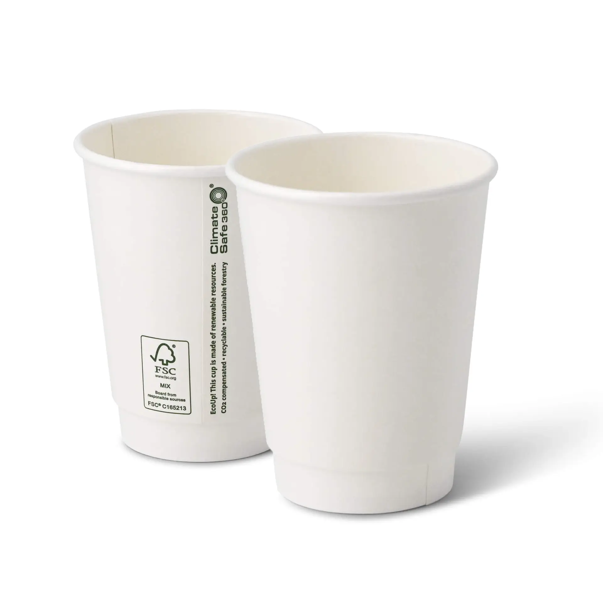 Gobelet en carton double paroi, 30 cl / 12 oz, Ø 90 mm, blanc