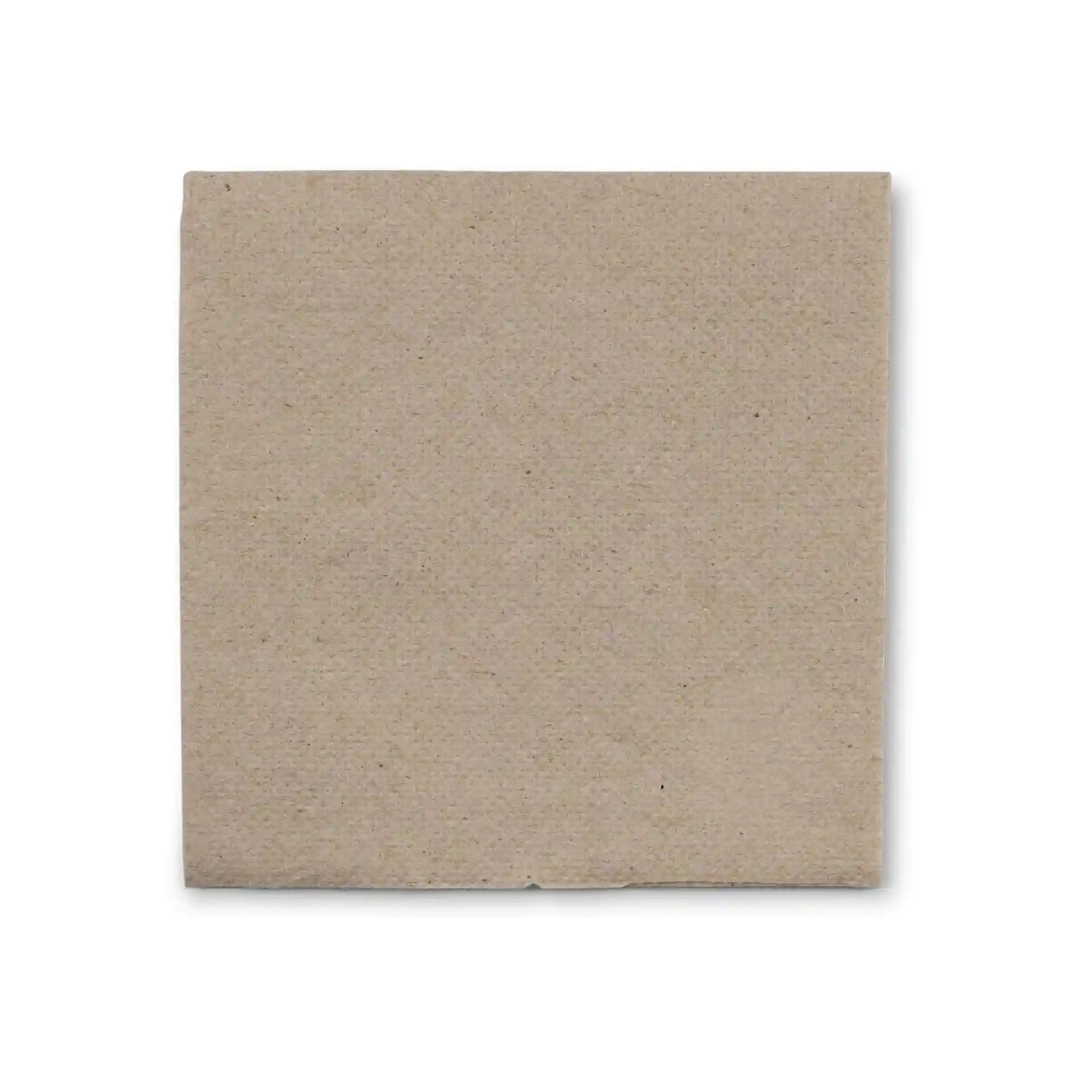 Serviette en papier carrée non blanchie, 20 x 20 cm, avec un symbole indiquant qu'elle est fabriquée à partir de matériaux recyclés.