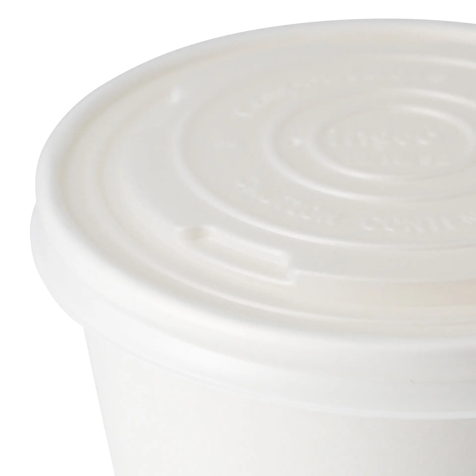 Couvercle plat en CPLA blanc pour pot en carton, Ø 115 mm