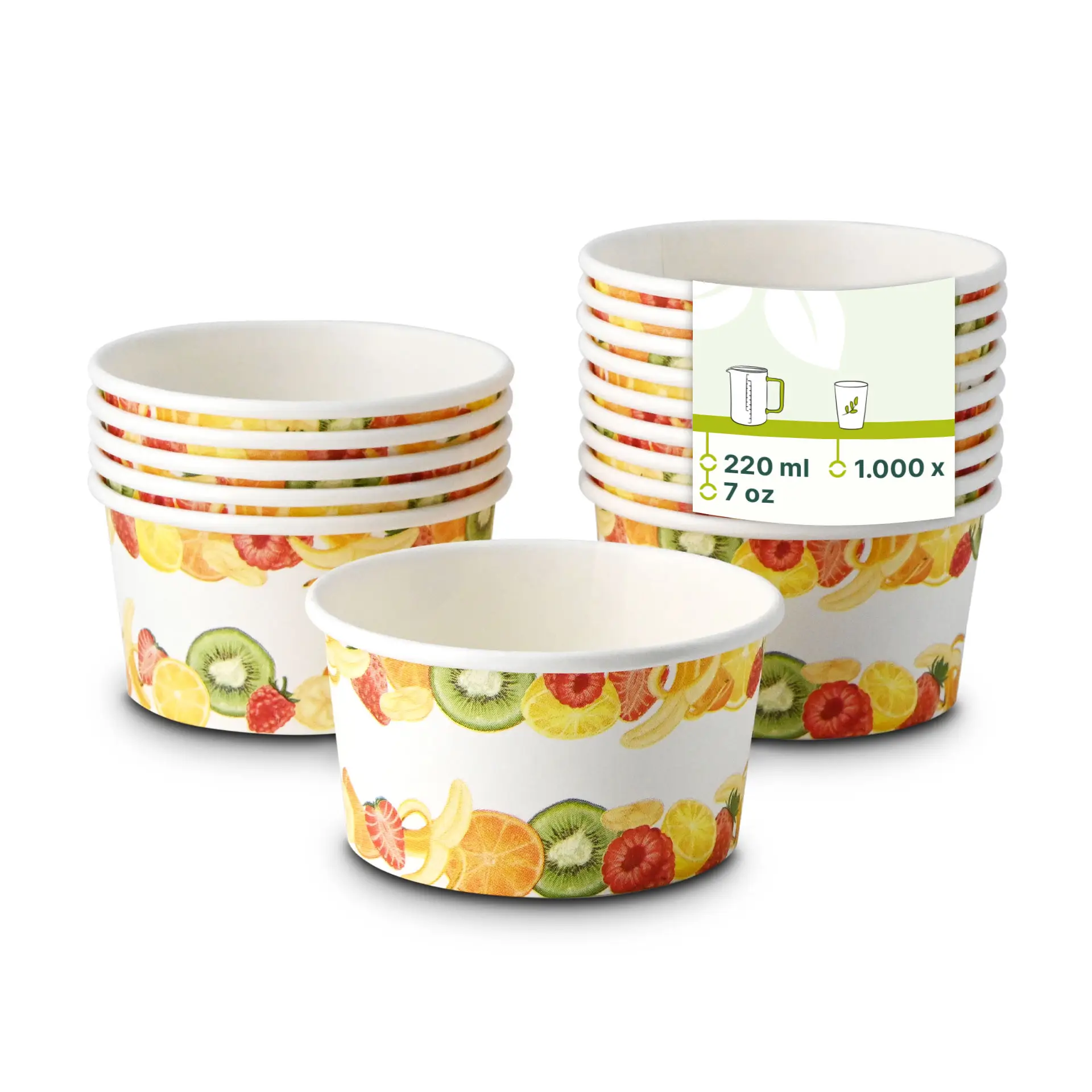 Pot à glace imprimé (revêtu) S "Fruits" 150 ml, max. 220 ml, Ø 92 mm