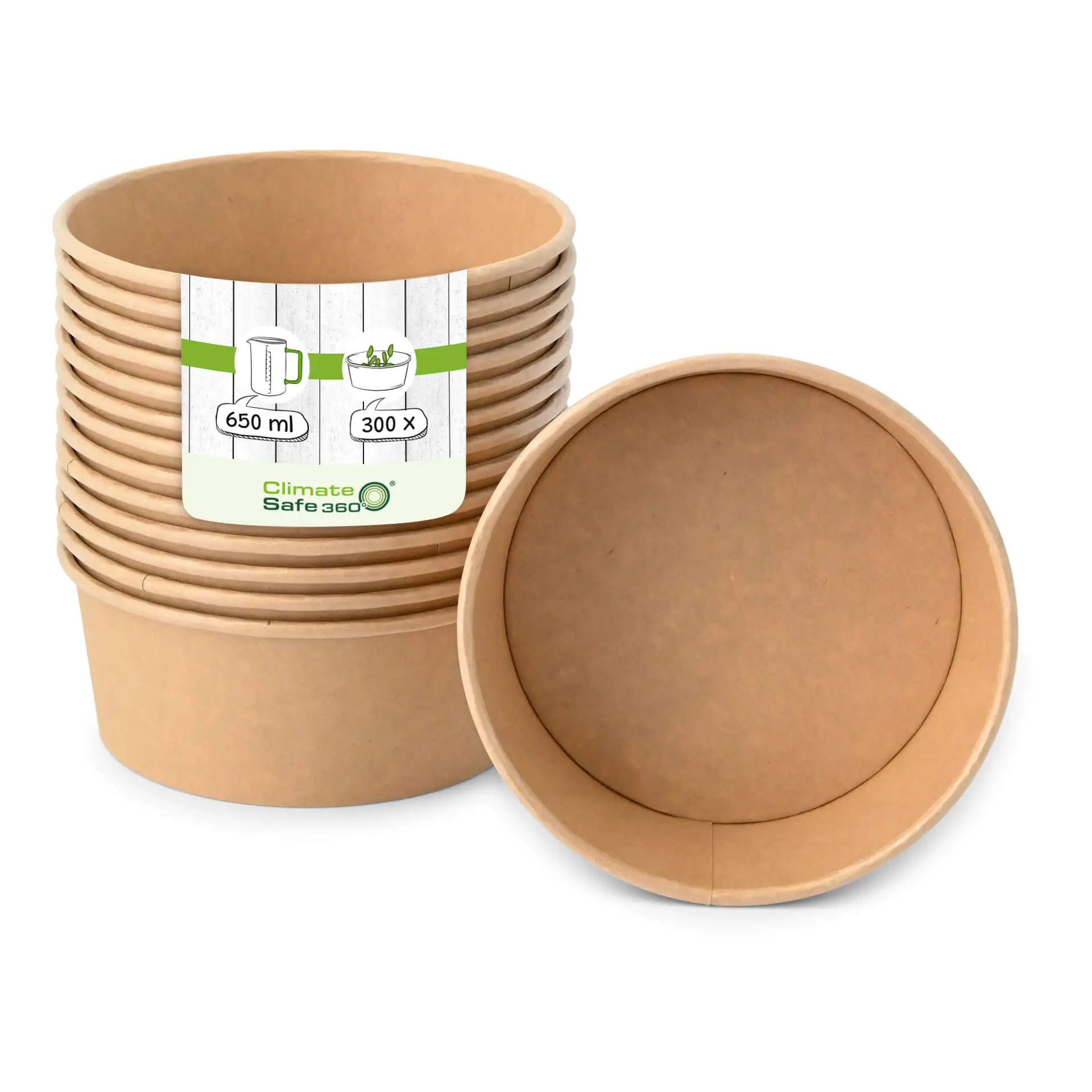 Bol premium rond en carton kraft brun (revêtement biologique) 650 ml, Ø 150 mm